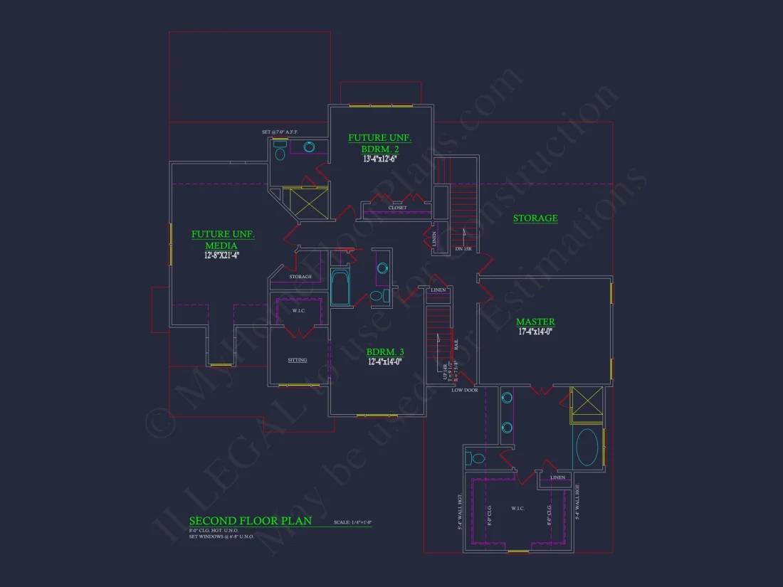 house Floor Plan Blueprint with CAD Designs for 2-story House