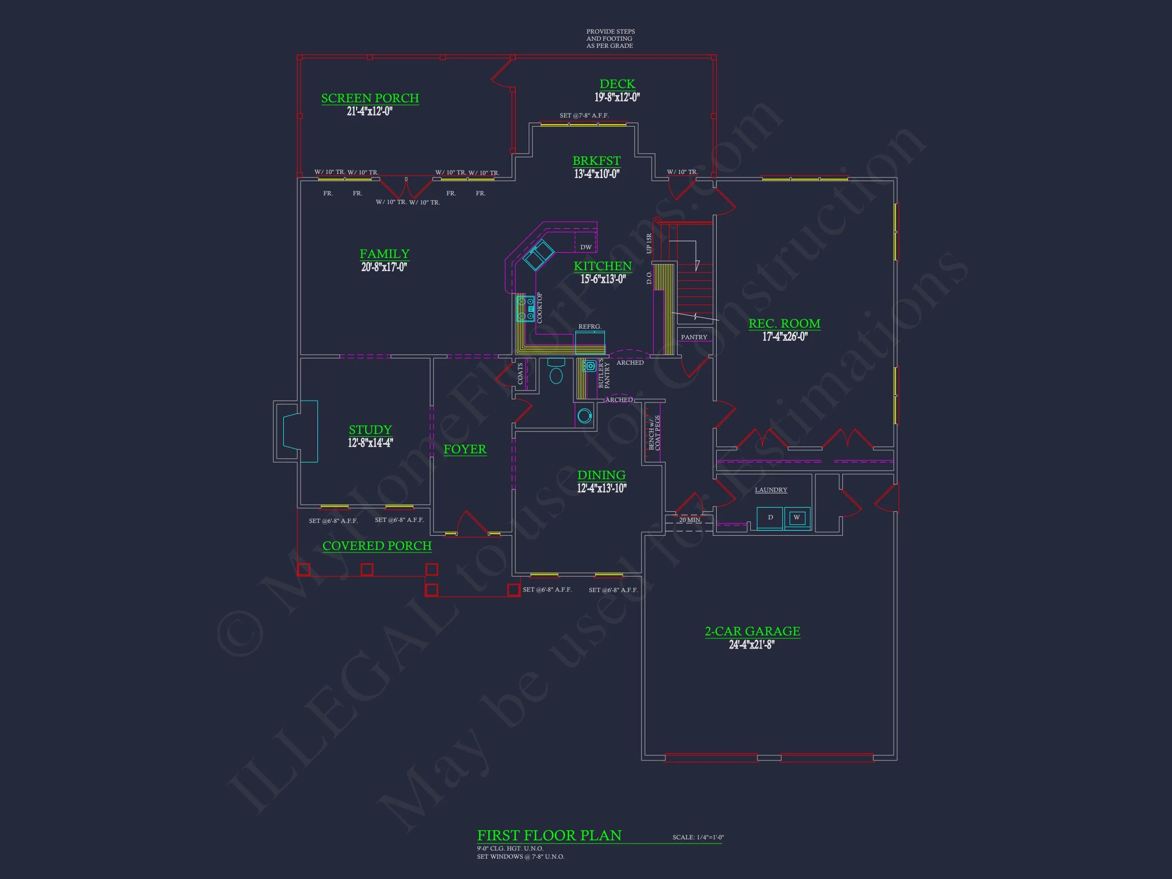 house Floor Plan Blueprint with CAD Designs for 2-story House