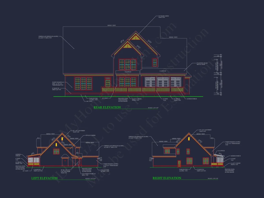 house Floor Plan Blueprint with CAD Designs for 2-story House