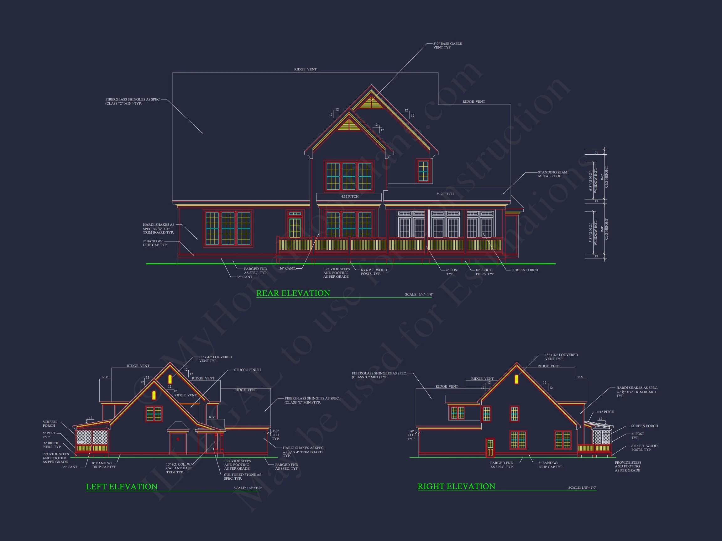 house Floor Plan Blueprint with CAD Designs for 2-story House
