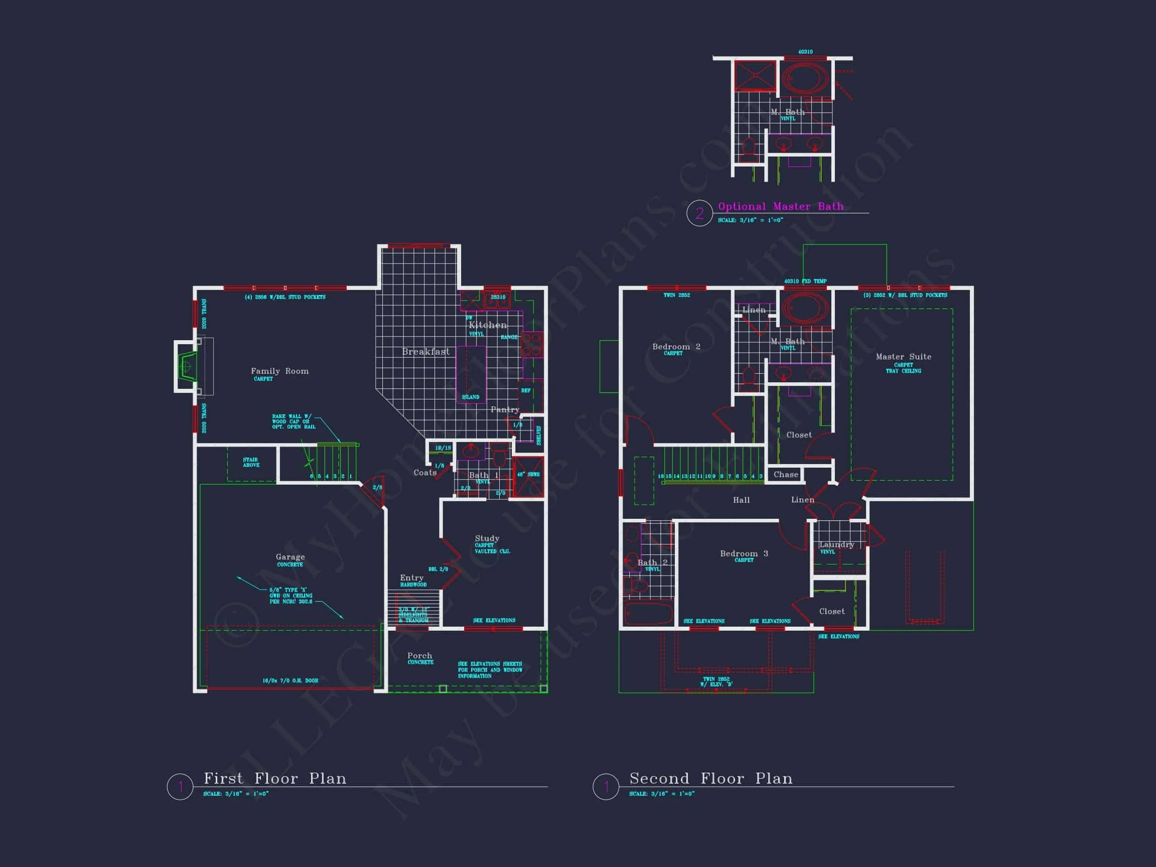 14-1673 HOUSE PLAN - Traditional Colonial Home Plan - 3-Bed, 2.5-Bath, 2,100 SF 7 Modern Suburban house Floor Plan with CAD Architectural Designs