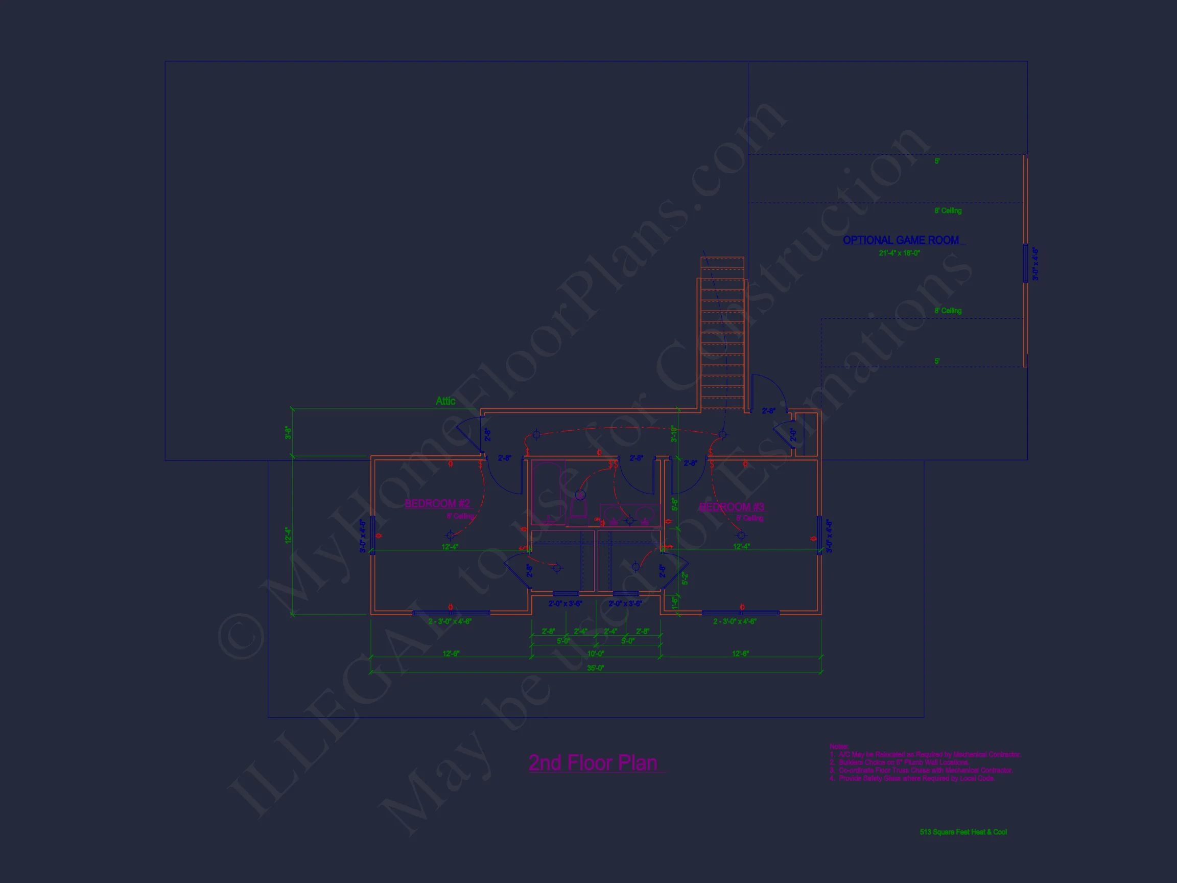 14-1541 HOUSE PLAN - Modern Farmhouse Home Plan - 4-Bed, 3-Bath, 2,850 SF 9 Stylish house Plan with Bedroom Floors, CAD Blueprints, Designs