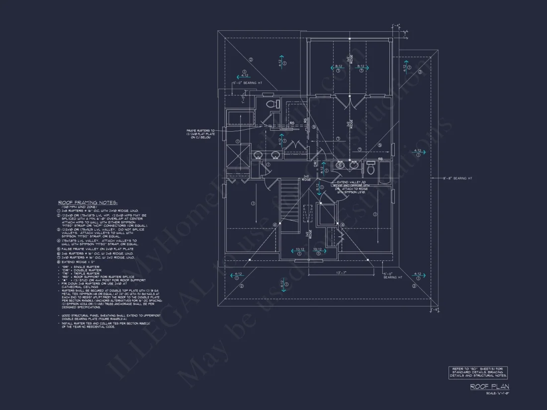 Beach House Blueprint: 2.5-Story house with Split Garage