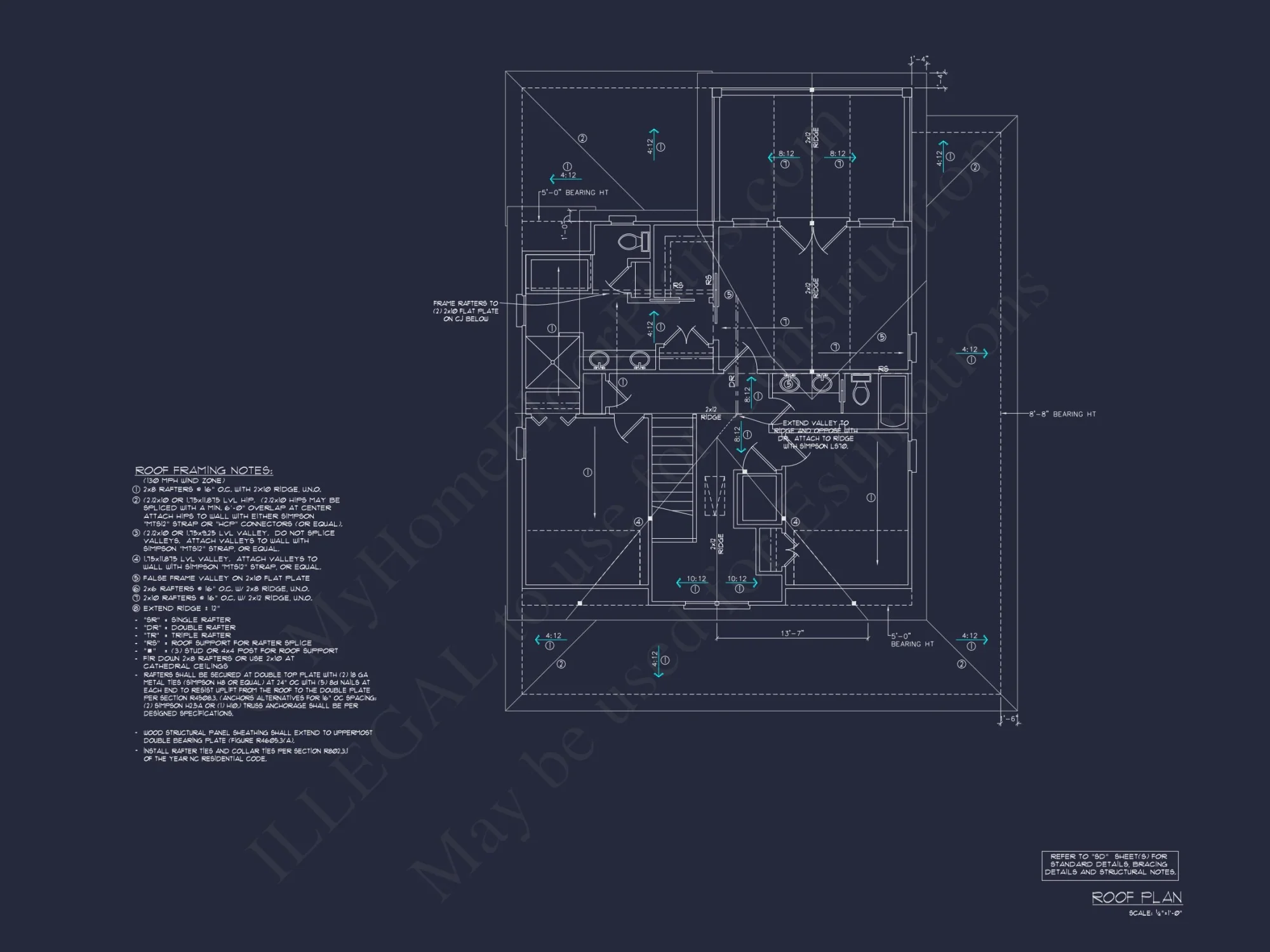 Beach House Blueprint: 2.5-Story house with Split Garage