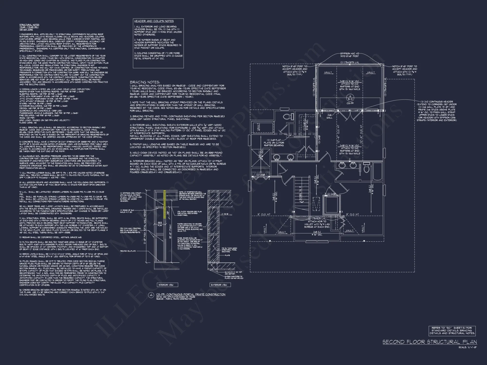 Beach House Blueprint: 2.5-Story house with Split Garage