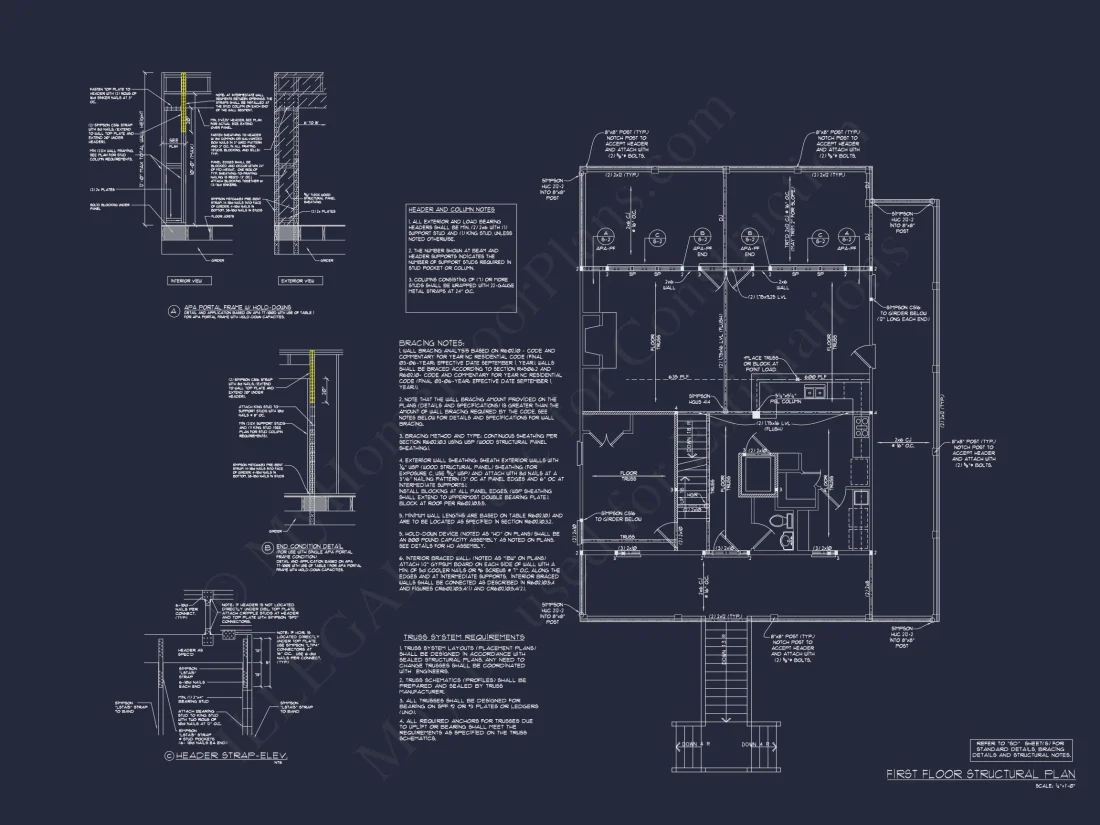Beach House Blueprint: 2.5-Story house with Split Garage