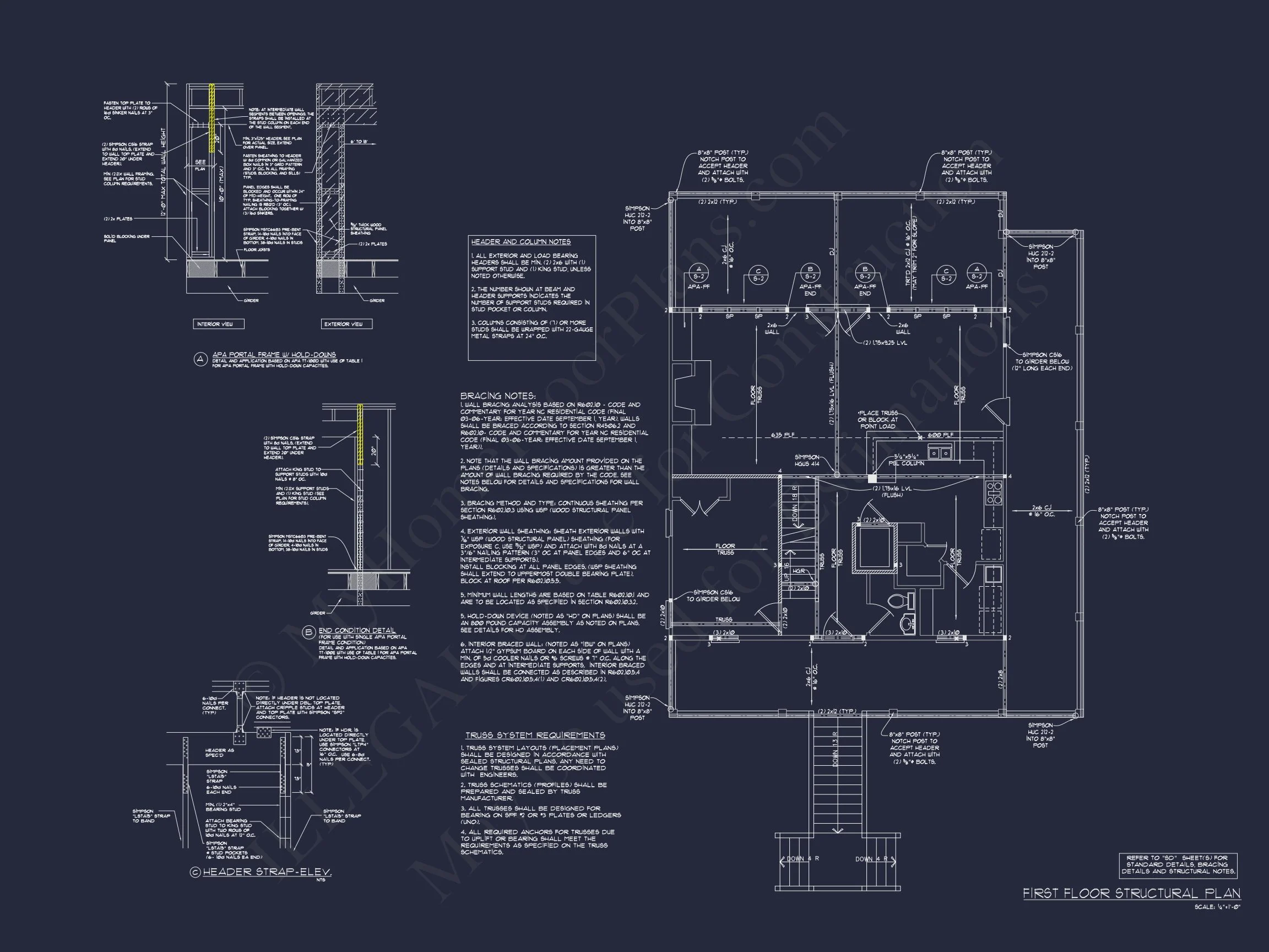 14-1462 HOUSE PLAN - Beach House Blueprint: 2.5-Story House with Split Garage 13 Beach House Blueprint: 2.5-Story house with Split Garage
