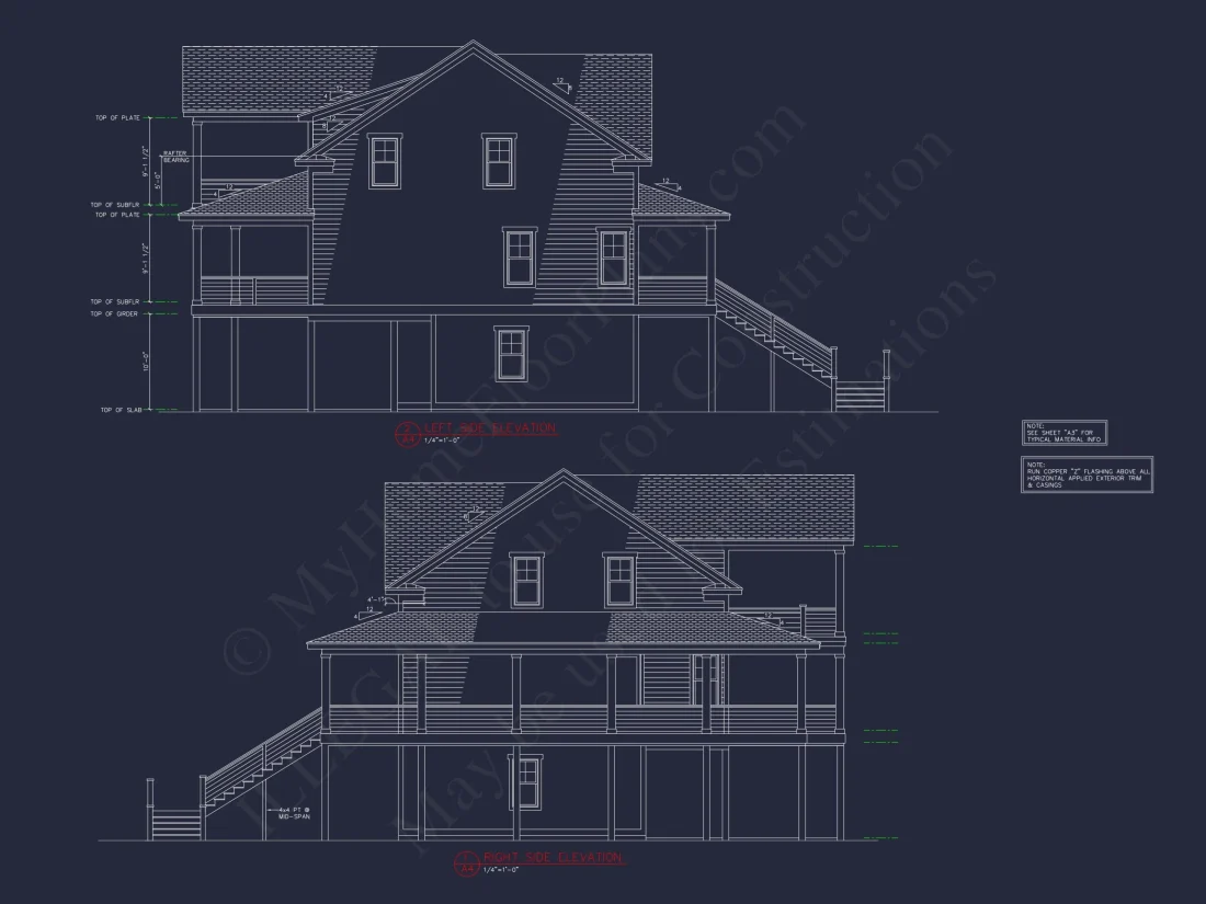 Beach House Blueprint: 2.5-Story house with Split Garage