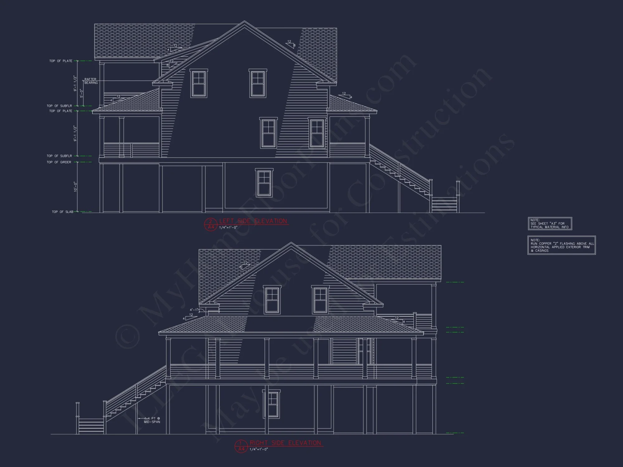 Beach House Blueprint: 2.5-Story house with Split Garage