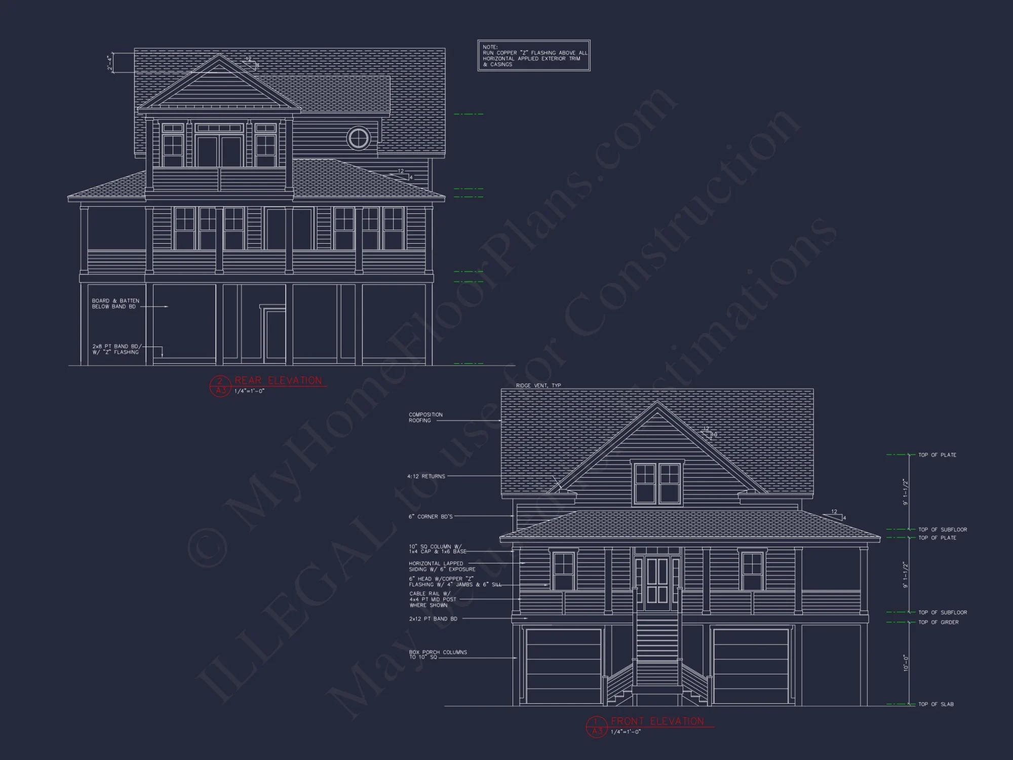 Beach House Blueprint: 2.5-Story house with Split Garage