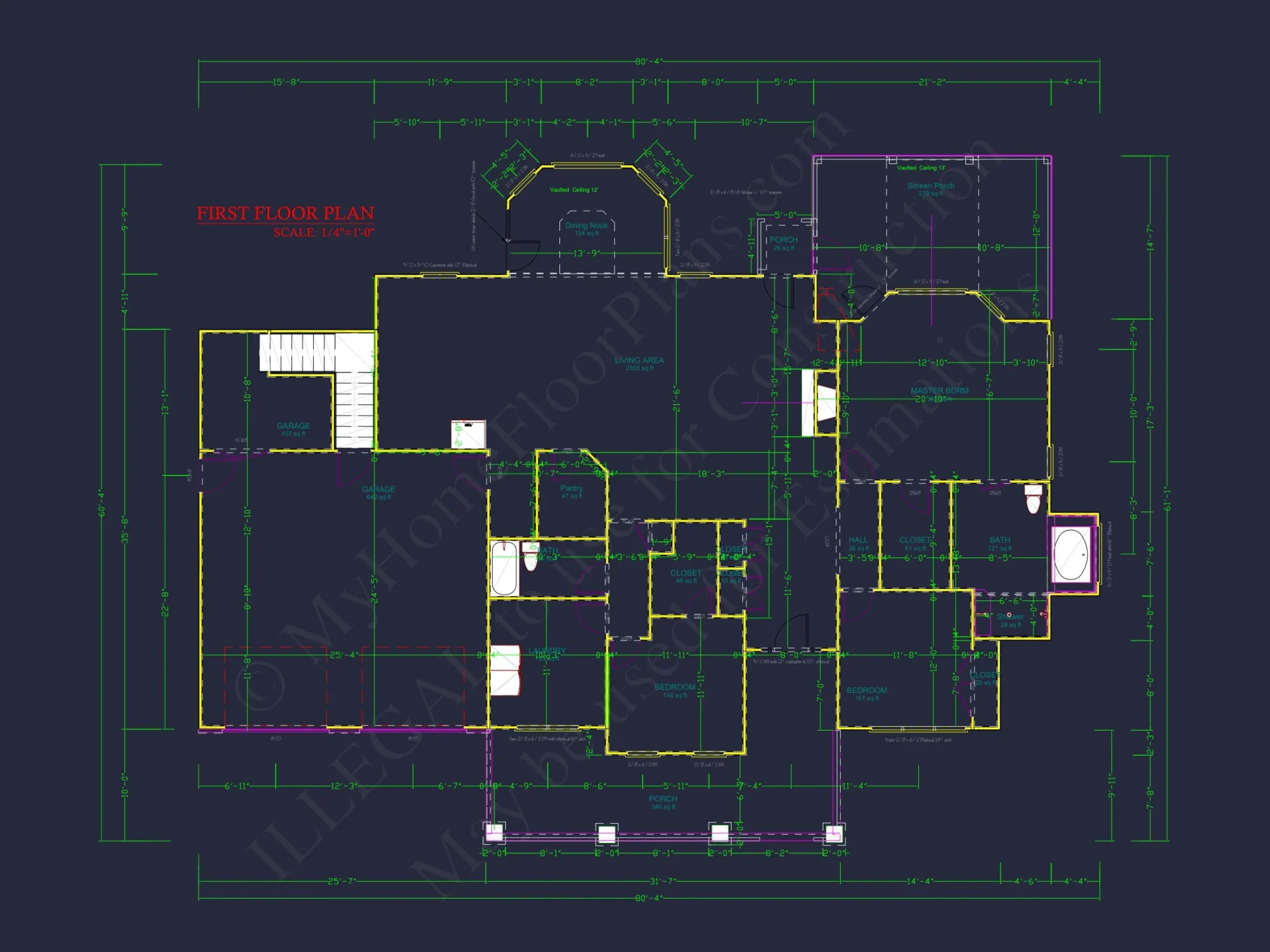 Architectural house Plan: 1-Story Craftsman Design with CAD