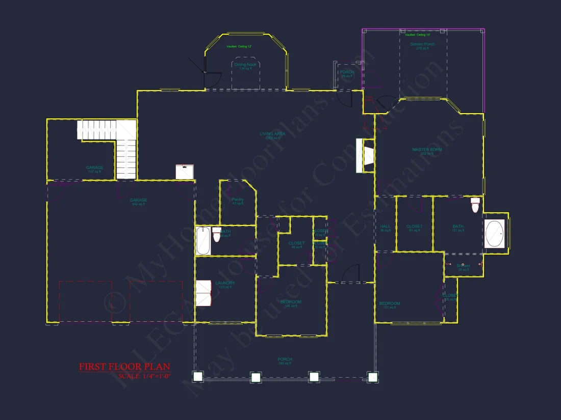 Architectural house Plan: 1-Story Craftsman Design with CAD