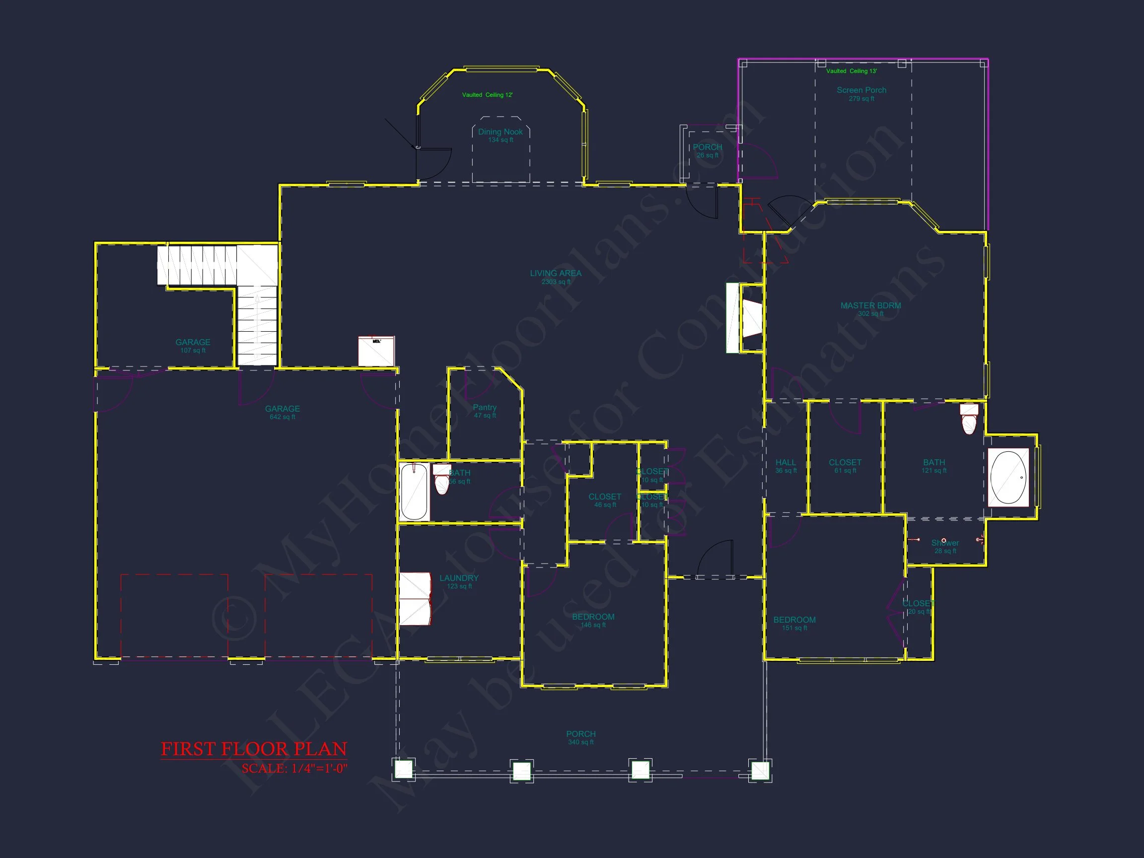Architectural house Plan: 1-Story Craftsman Design with CAD