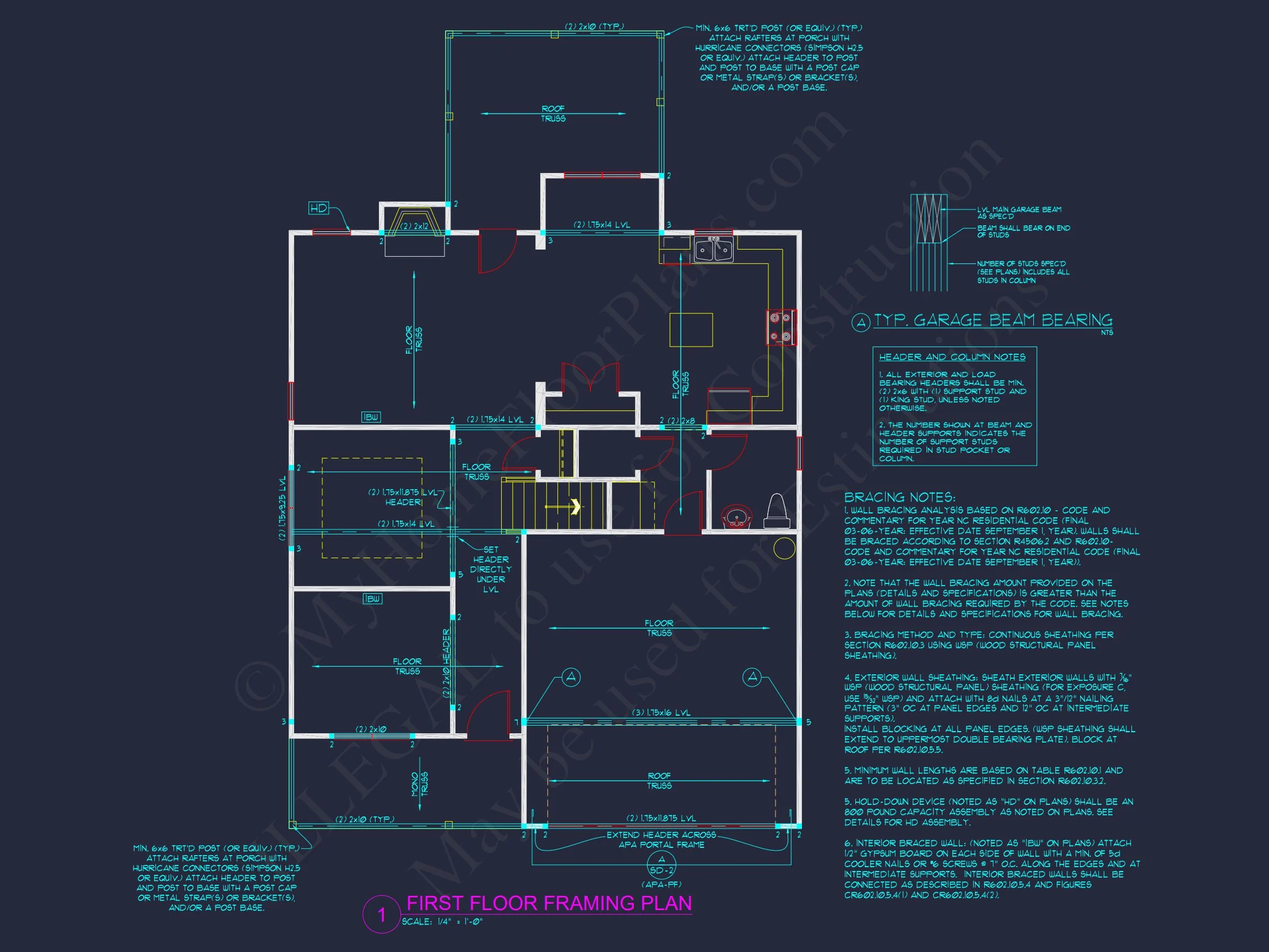Modern Craftsman house Plan with 2.5 Floors and Open Floor Plan