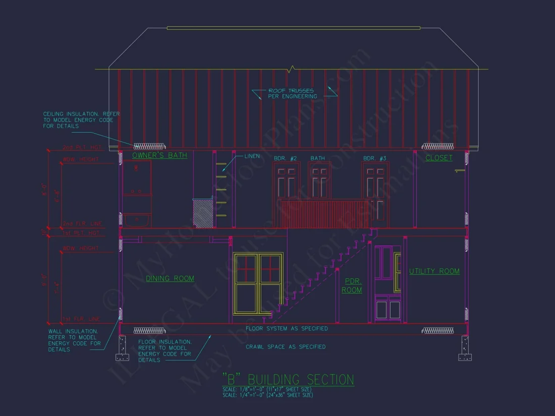 Modern Craftsman house Plan with 2.5 Floors and Open Floor Plan
