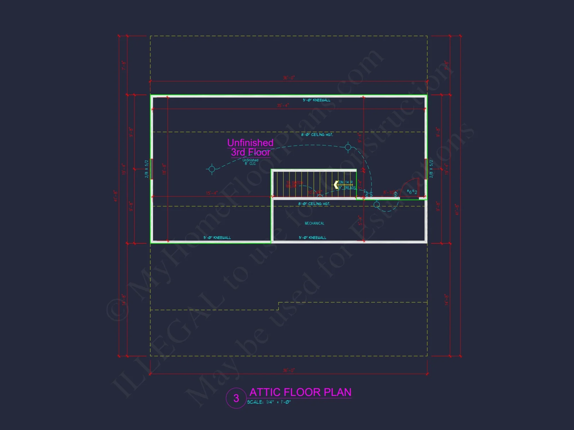 Modern Craftsman house Plan with 2.5 Floors and Open Floor Plan