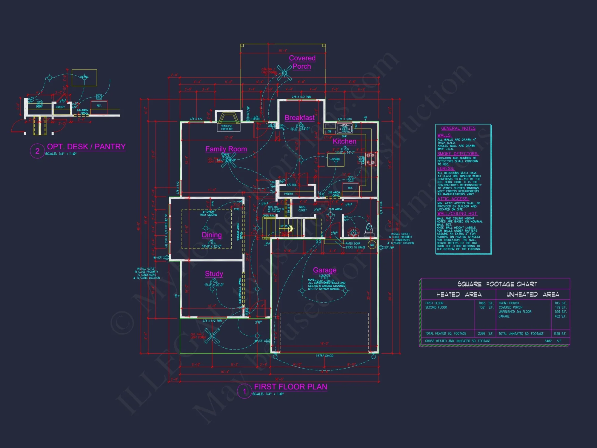 Modern Craftsman house Plan with 2.5 Floors and Open Floor Plan