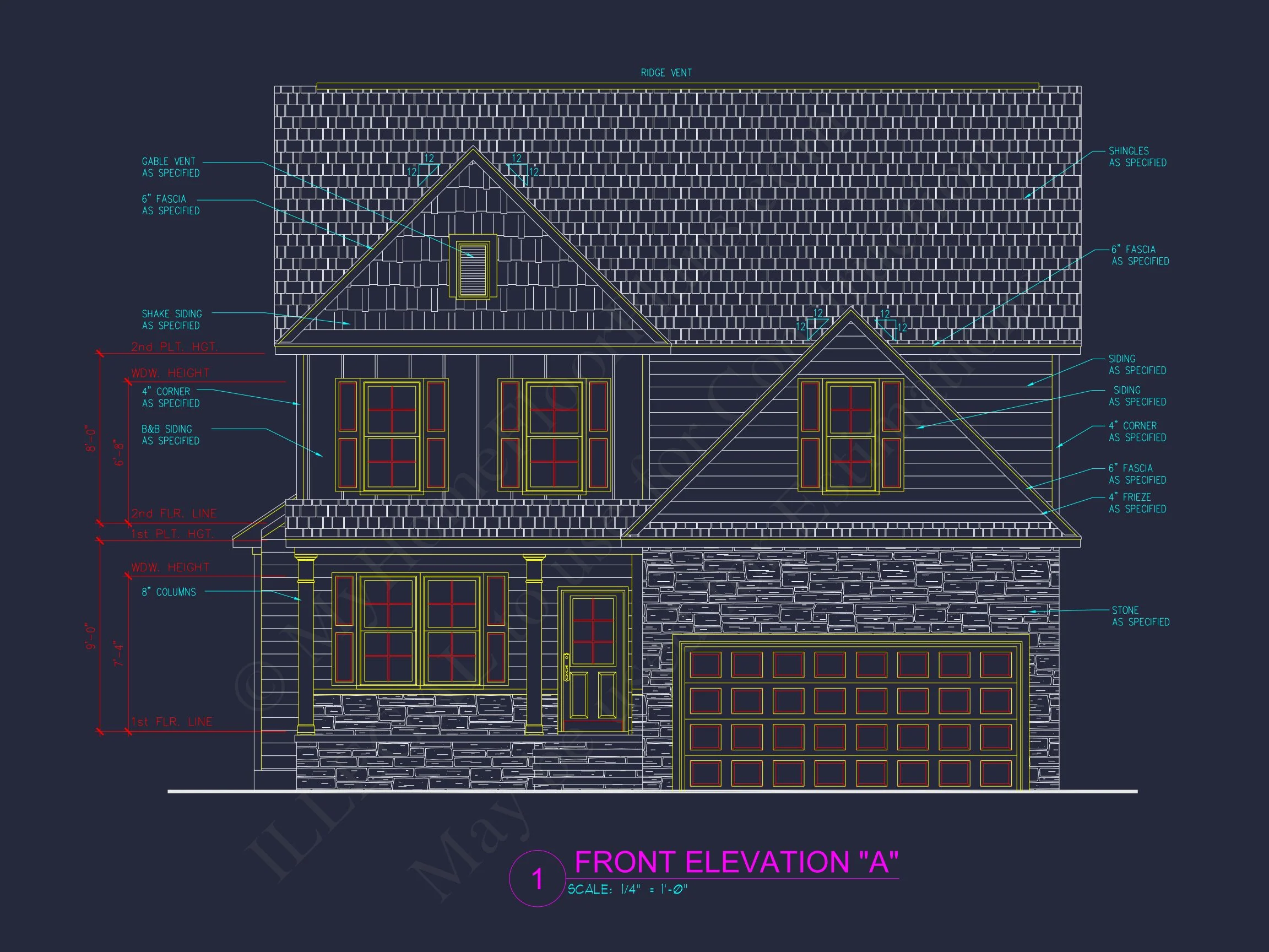 Modern Craftsman house Plan with 2.5 Floors and Open Floor Plan