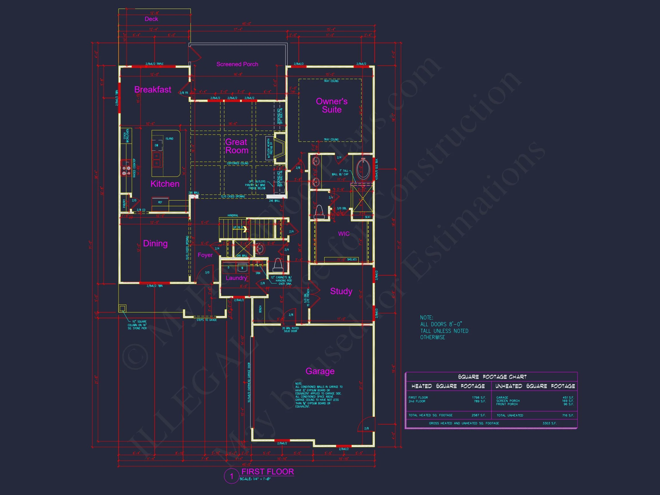 Modern Craftsman house Plan with CAD Designs and Floor Blueprint