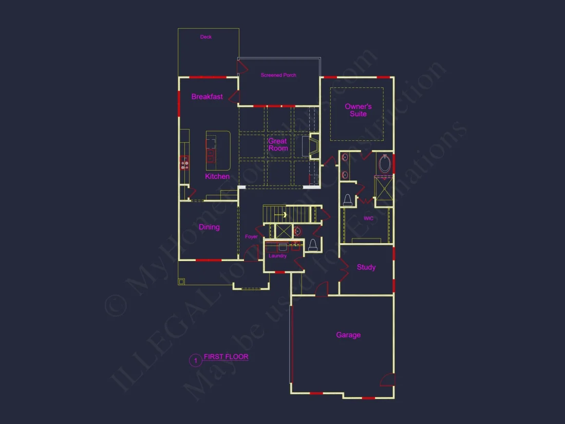 Modern Craftsman house Plan with CAD Designs and Floor Blueprint