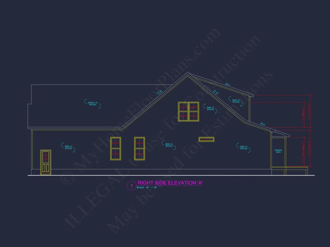 Modern Craftsman house Plan with CAD Designs and Floor Blueprint
