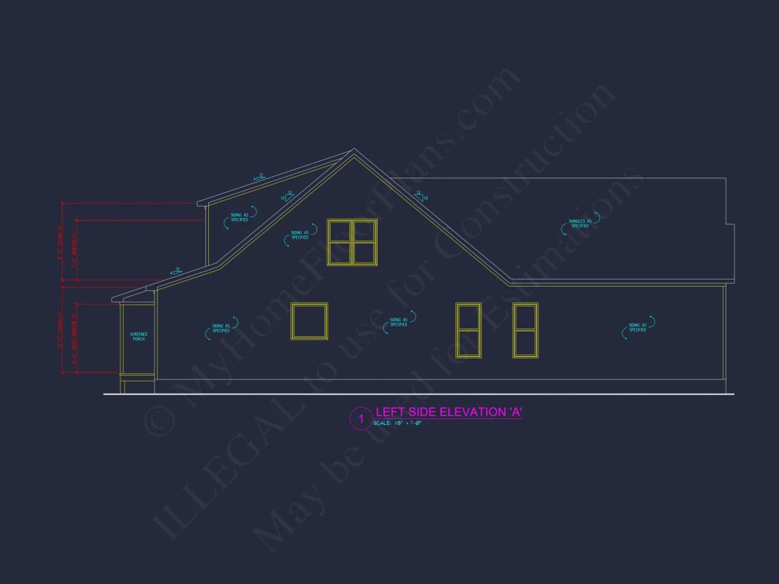 Modern Craftsman house Plan with CAD Designs and Floor Blueprint