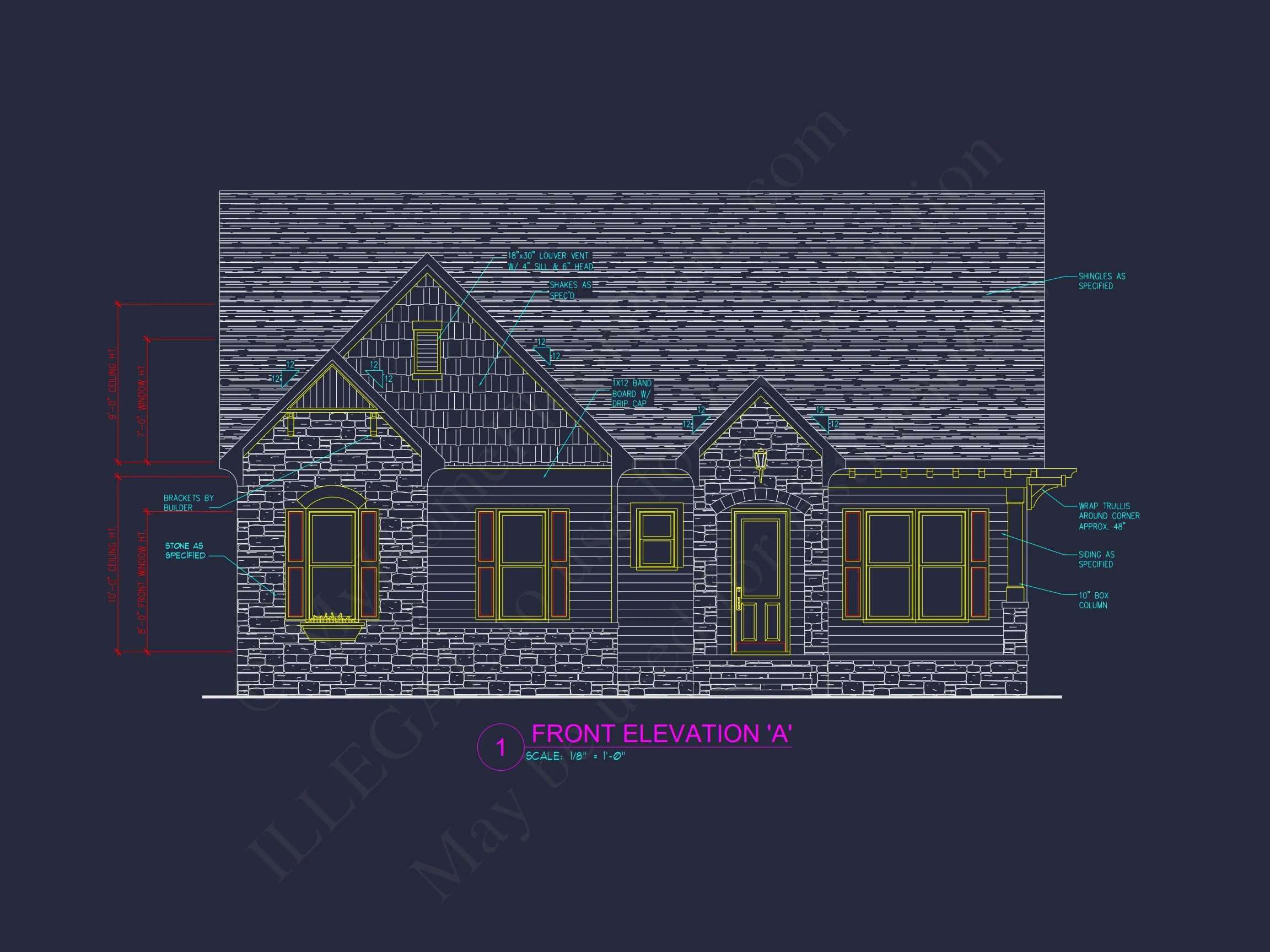 Modern Craftsman house Plan with CAD Designs and Floor Blueprint
