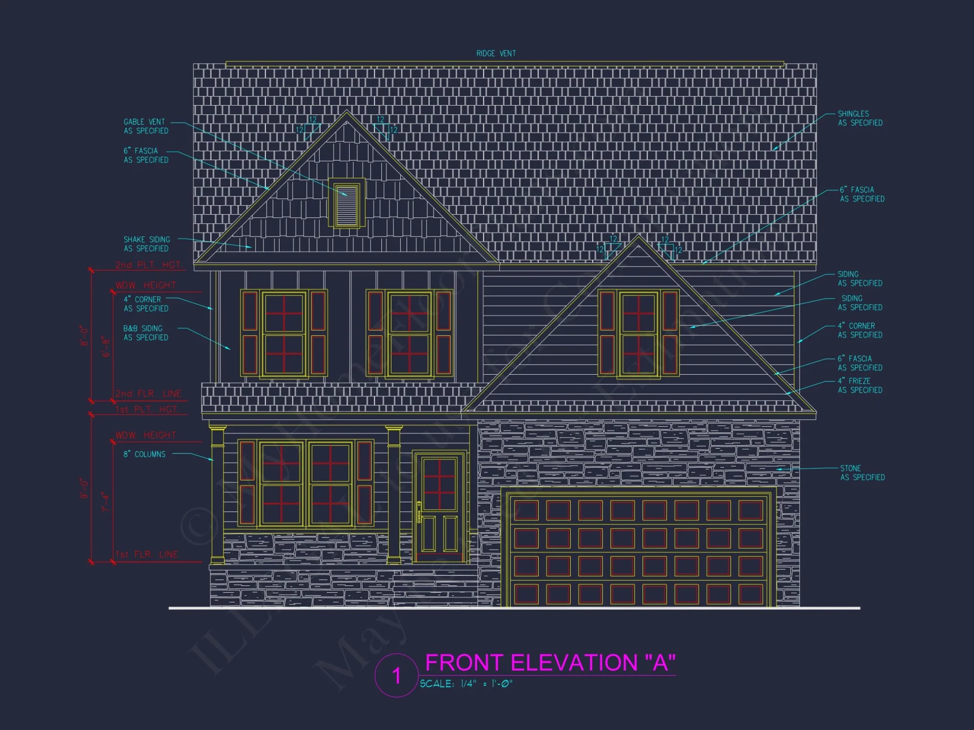 Modern Craftsman house Floor Plan Blueprint for 2.5 Story Designs