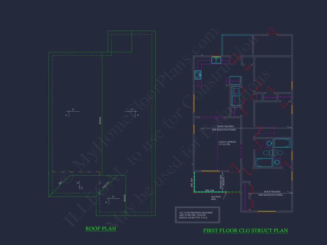 Compact Single-Family house Plan with Blueprint Designs in CAD