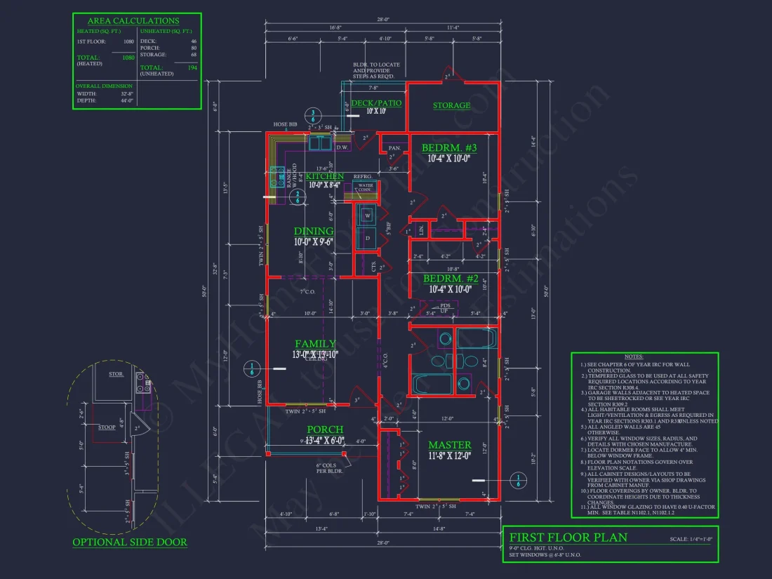 Compact Single-Family house Plan with Blueprint Designs in CAD