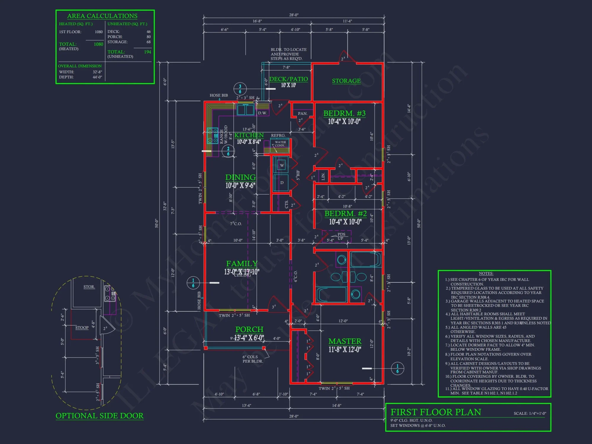 Compact Single-Family house Plan with Blueprint Designs in CAD