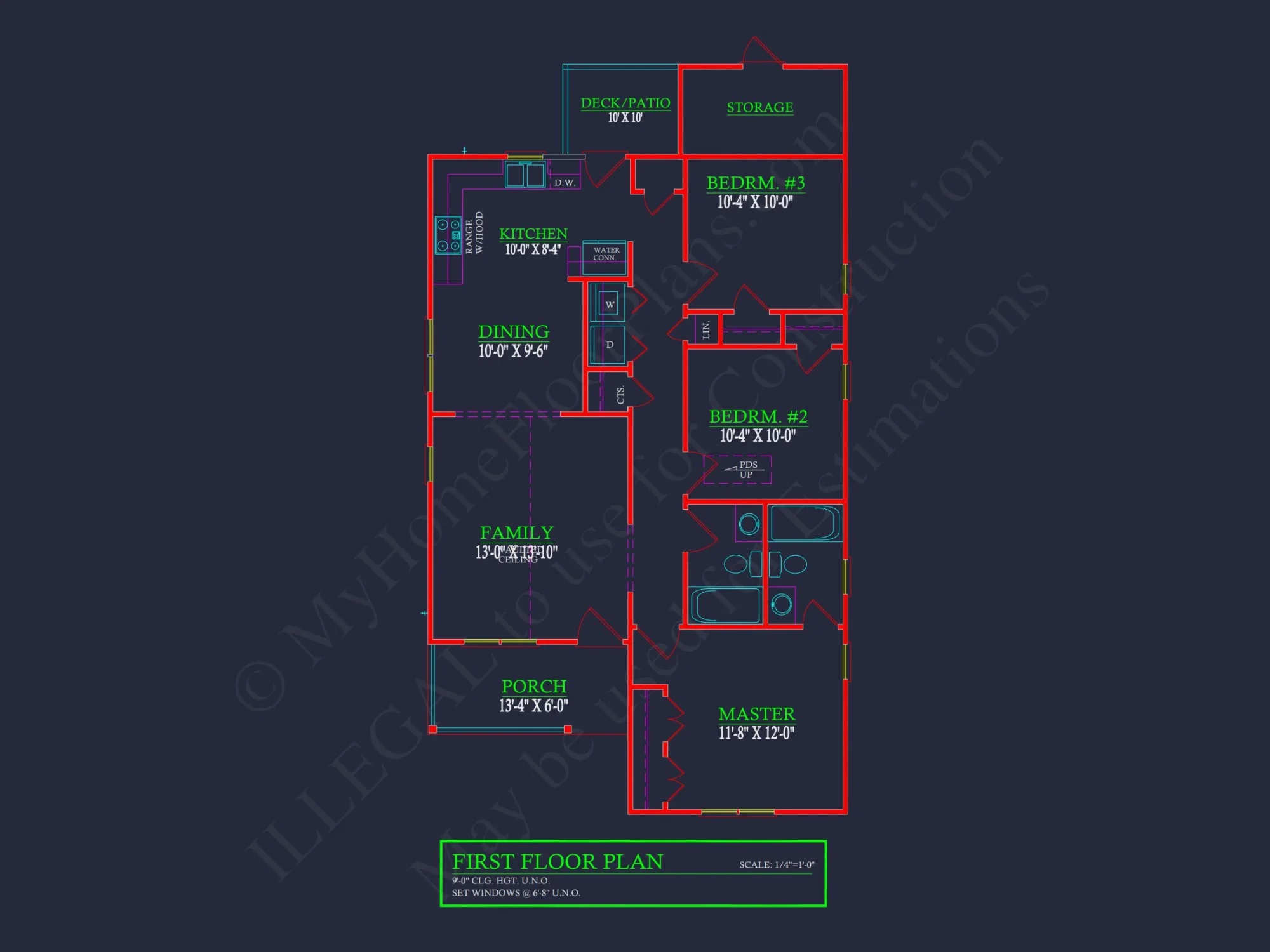 Compact Single-Family house Plan with Blueprint Designs in CAD