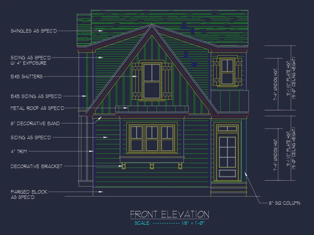 Beautiful Craftsman house Plan with Detailed CAD Designs
