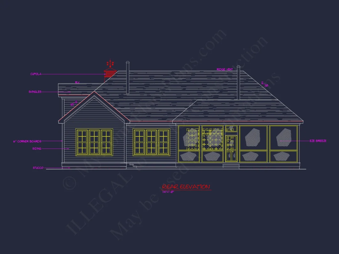 Traditional house Plan with 1 Story, CAD Designs & Floor Blueprint
