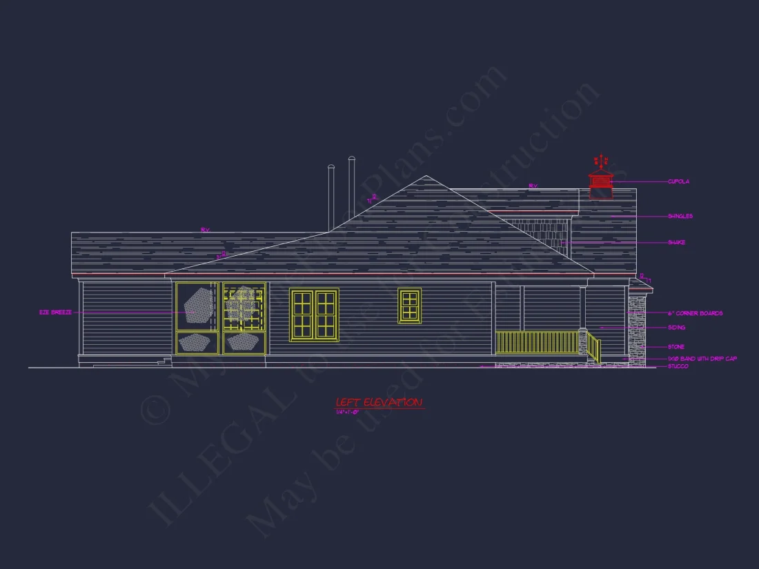 Traditional house Plan with 1 Story, CAD Designs & Floor Blueprint