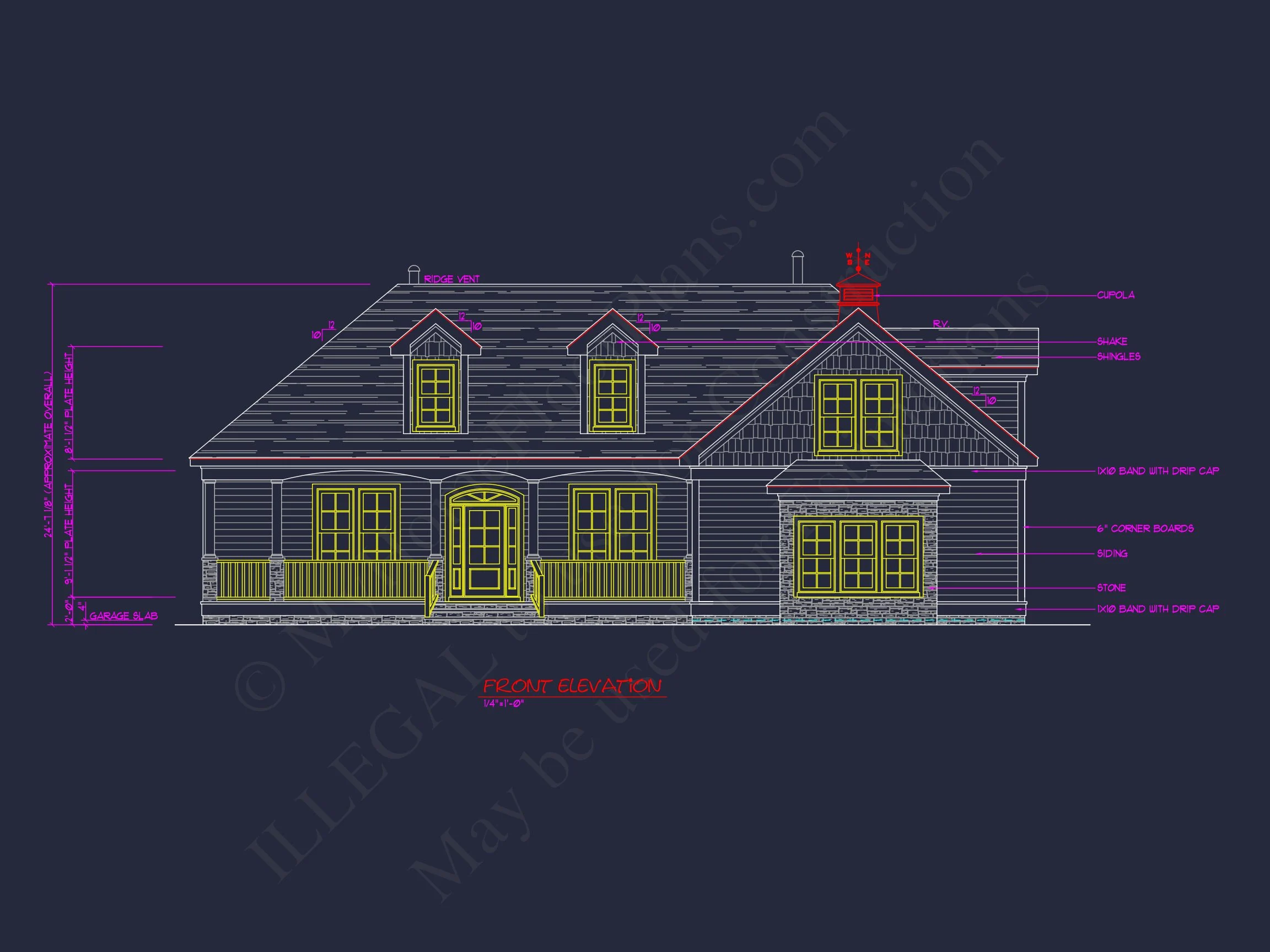 Traditional house Plan with 1 Story, CAD Designs & Floor Blueprint