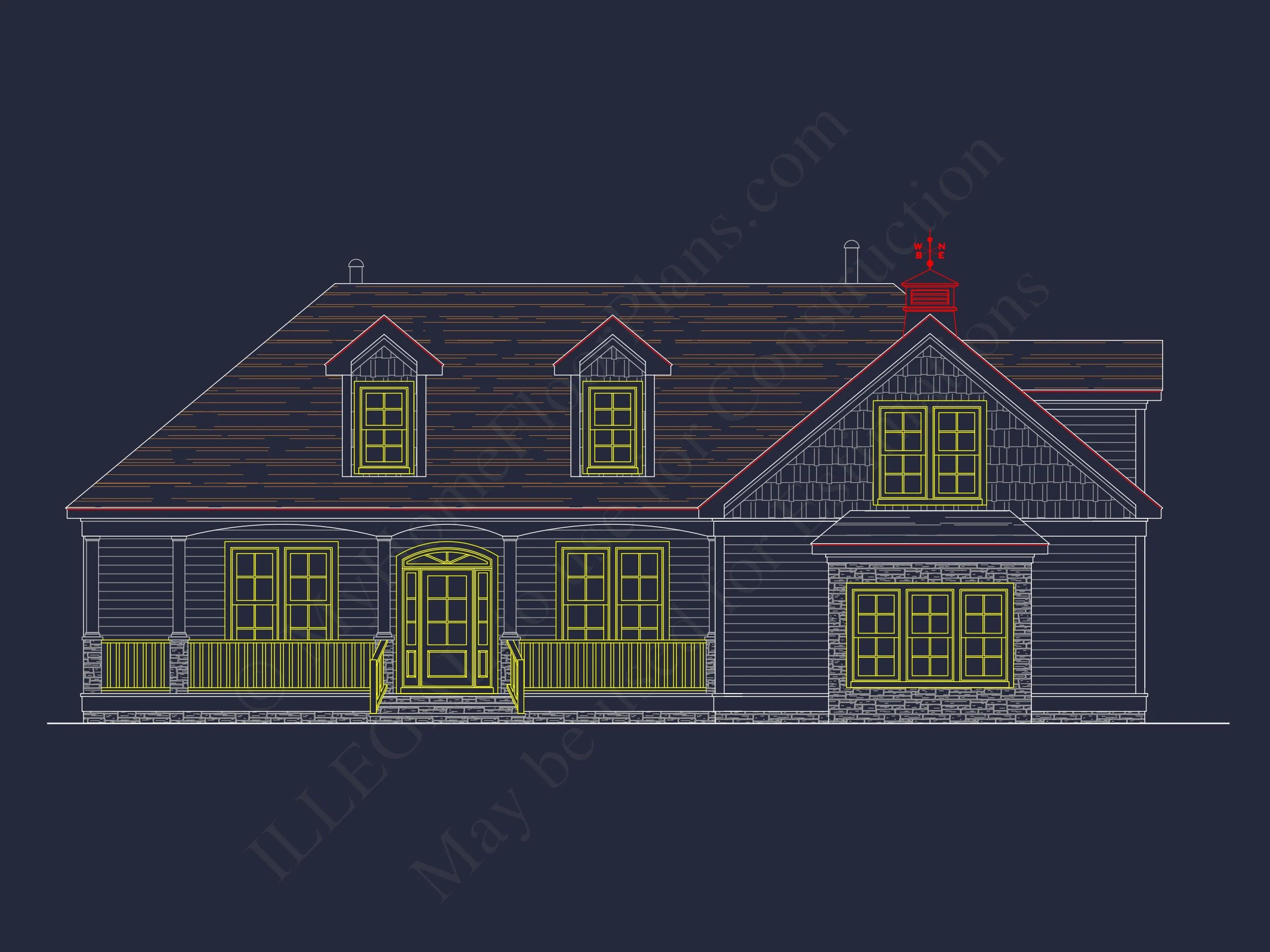 Traditional house Plan with 1 Story, CAD Designs & Floor Blueprint