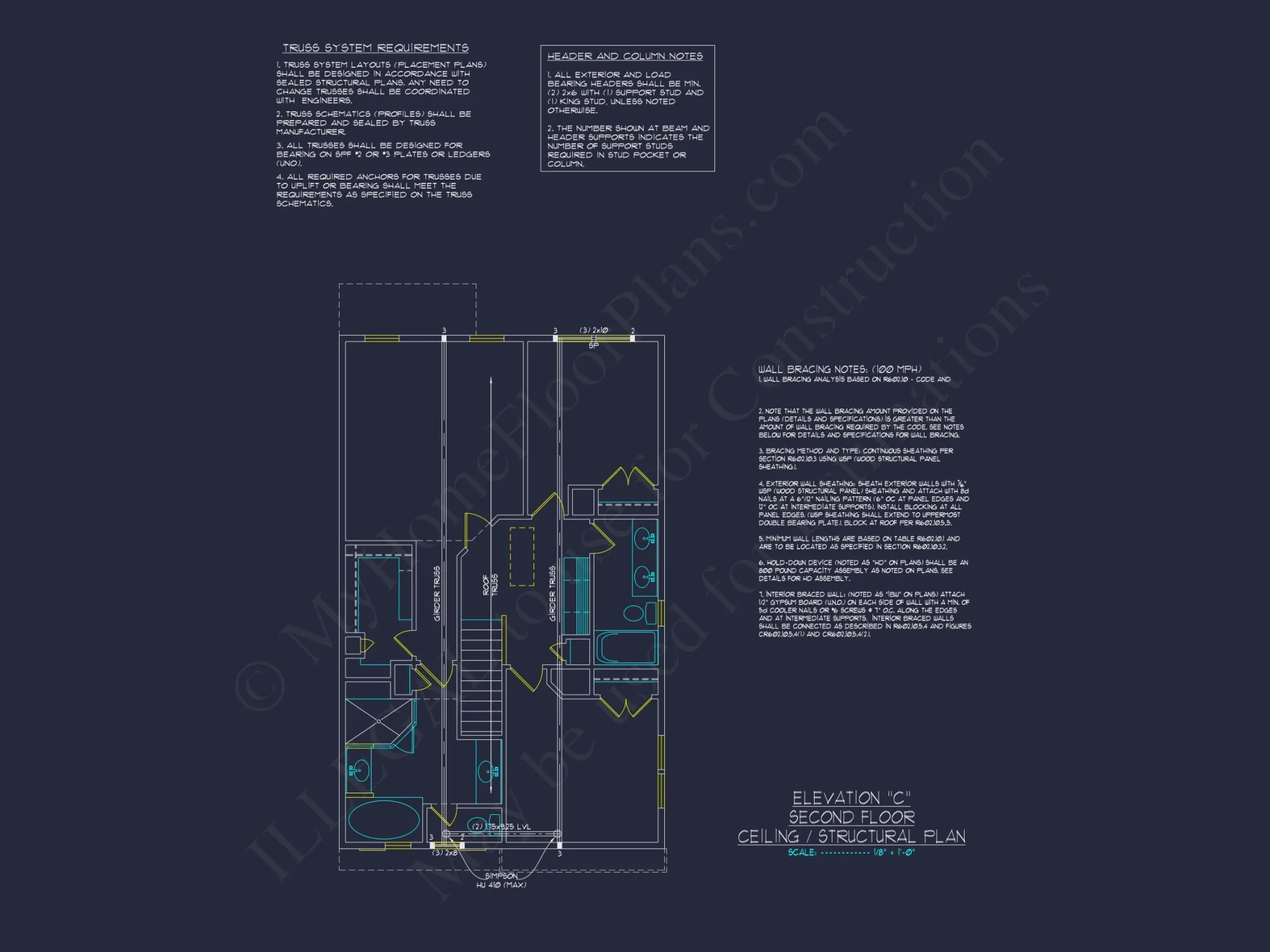 house Plan with 2-Story CAD Designs, 3 Bedrooms & Garage