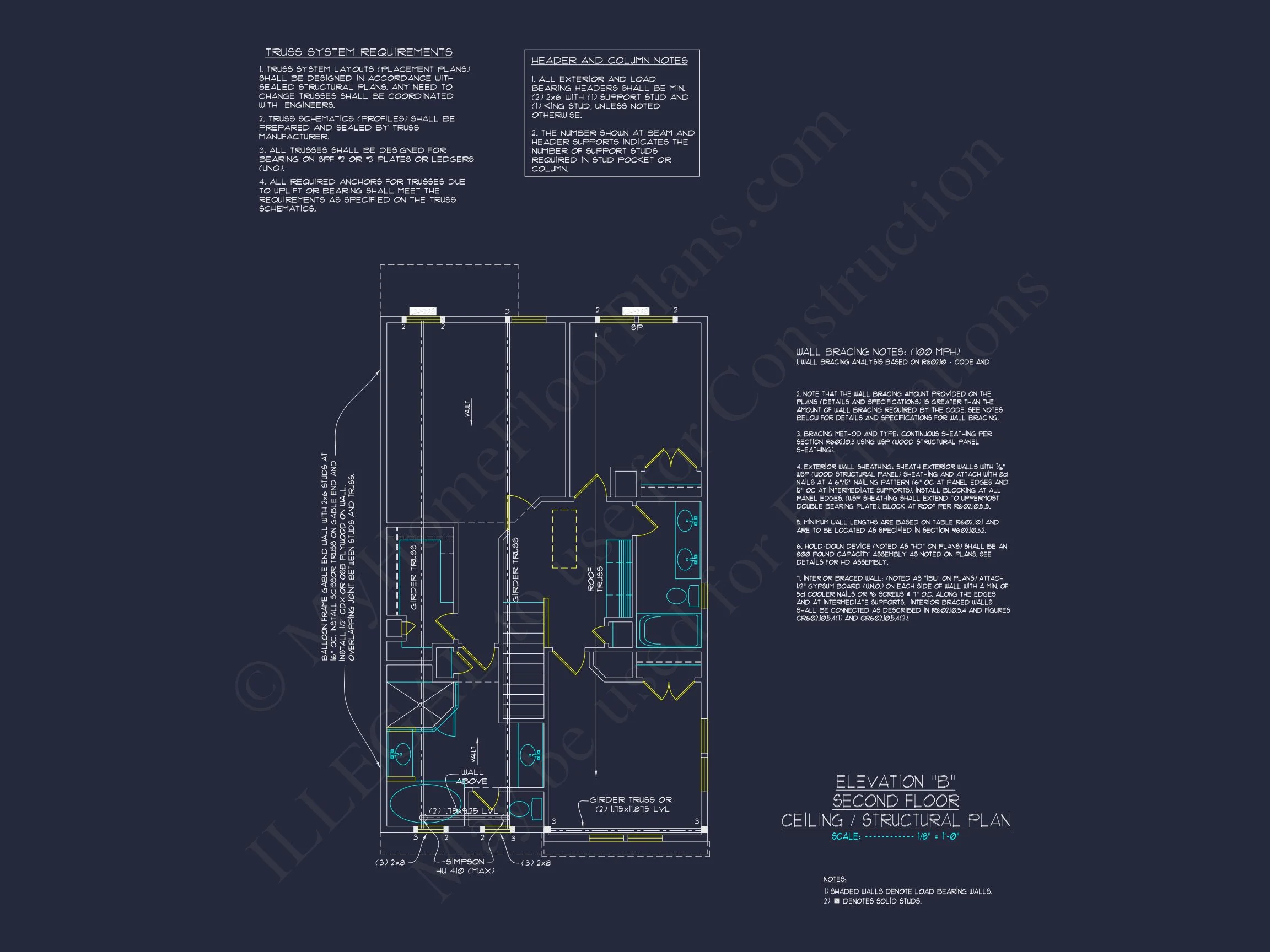 13-1825 HOUSE PLAN - Modern Farmhouse Home Plan - 3-Bed, 2.5-Bath, 1,850 SF 15 house Plan with 2-Story CAD Designs, 3 Bedrooms & Garage