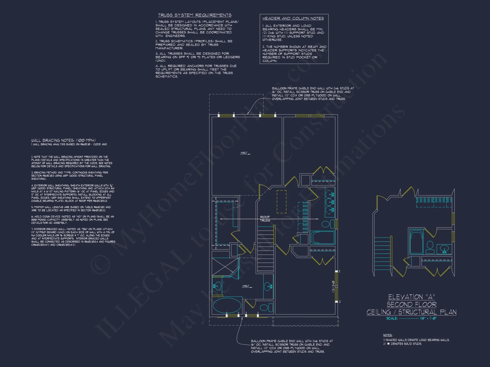 house Plan with 2-Story CAD Designs, 3 Bedrooms & Garage