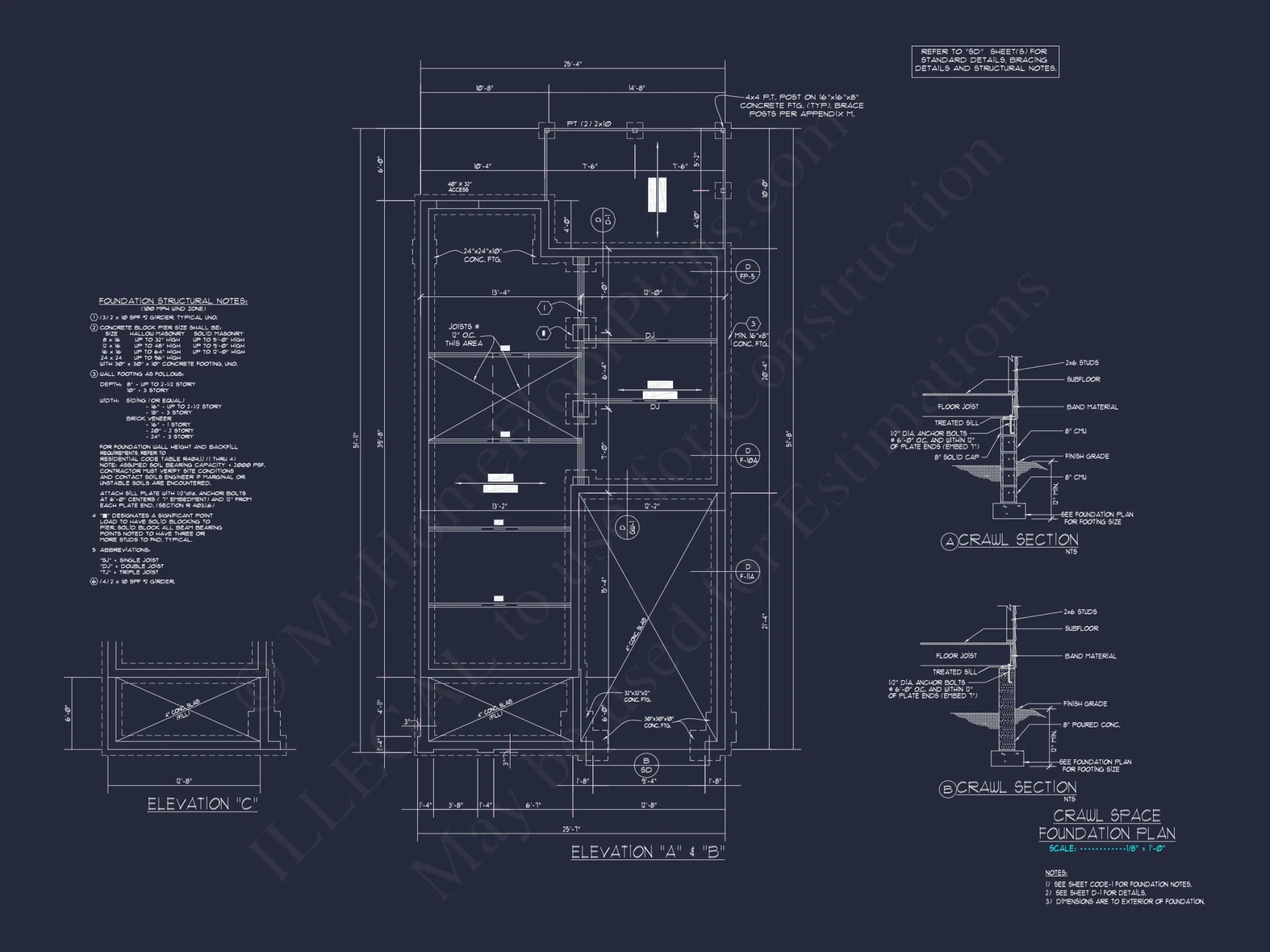 house Plan with 2-Story CAD Designs, 3 Bedrooms & Garage