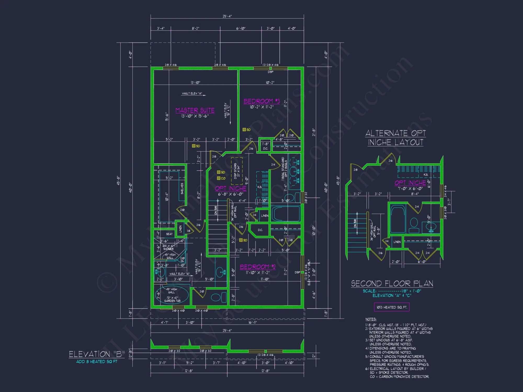 house Plan with 2-Story CAD Designs, 3 Bedrooms & Garage