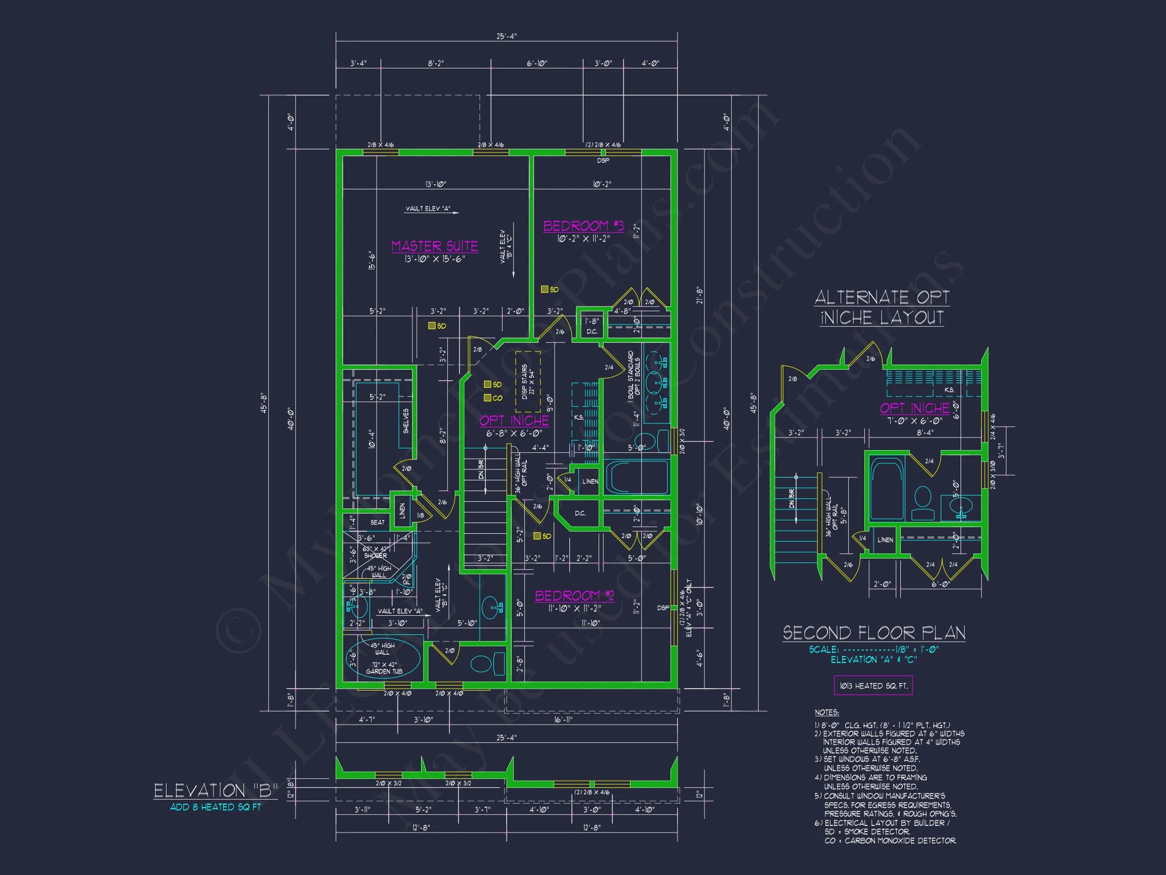 13-1825 HOUSE PLAN - Modern Farmhouse Home Plan - 3-Bed, 2.5-Bath, 1,850 SF 8 house Plan with 2-Story CAD Designs, 3 Bedrooms & Garage