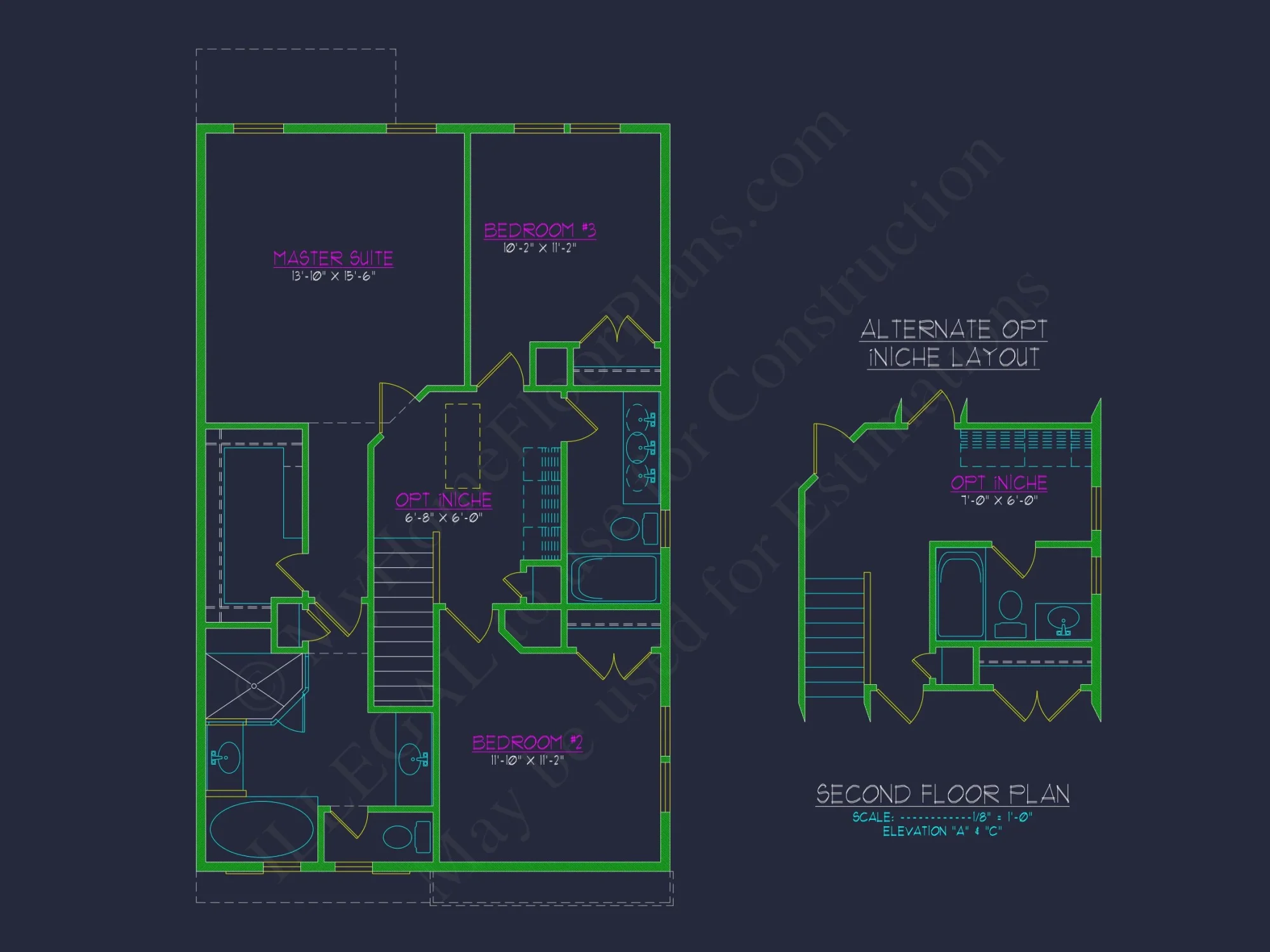 house Plan with 2-Story CAD Designs, 3 Bedrooms & Garage