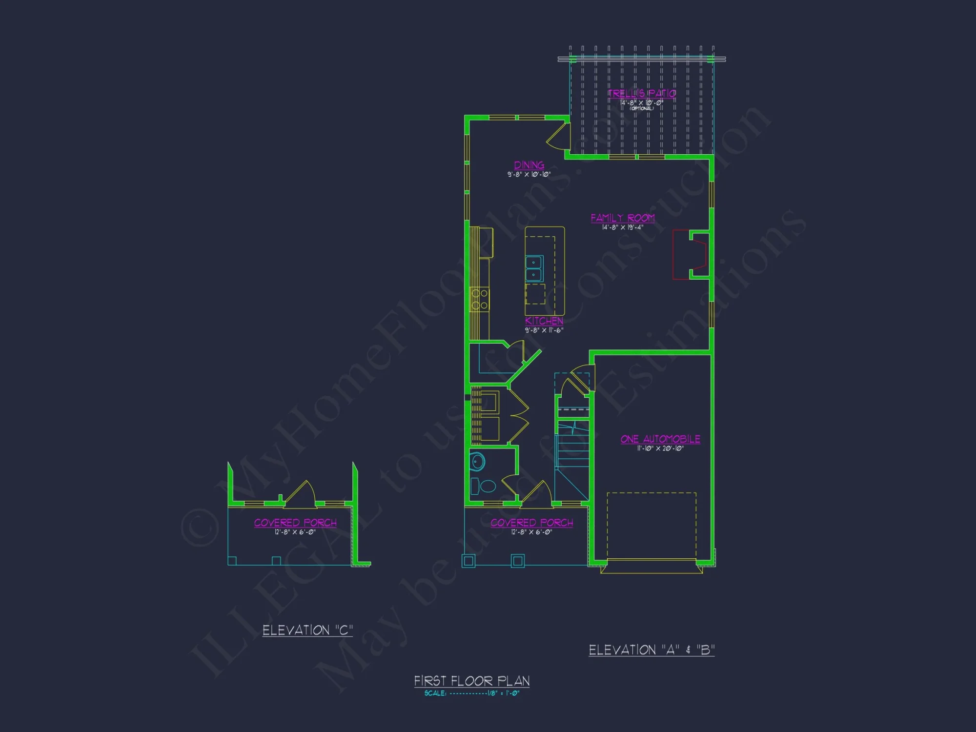 house Plan with 2-Story CAD Designs, 3 Bedrooms & Garage