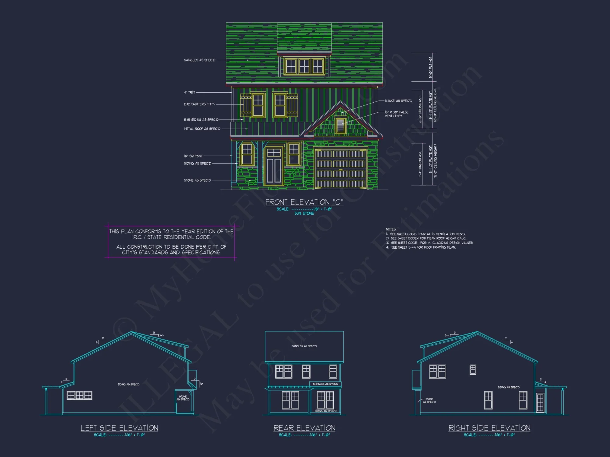 house Plan with 2-Story CAD Designs, 3 Bedrooms & Garage
