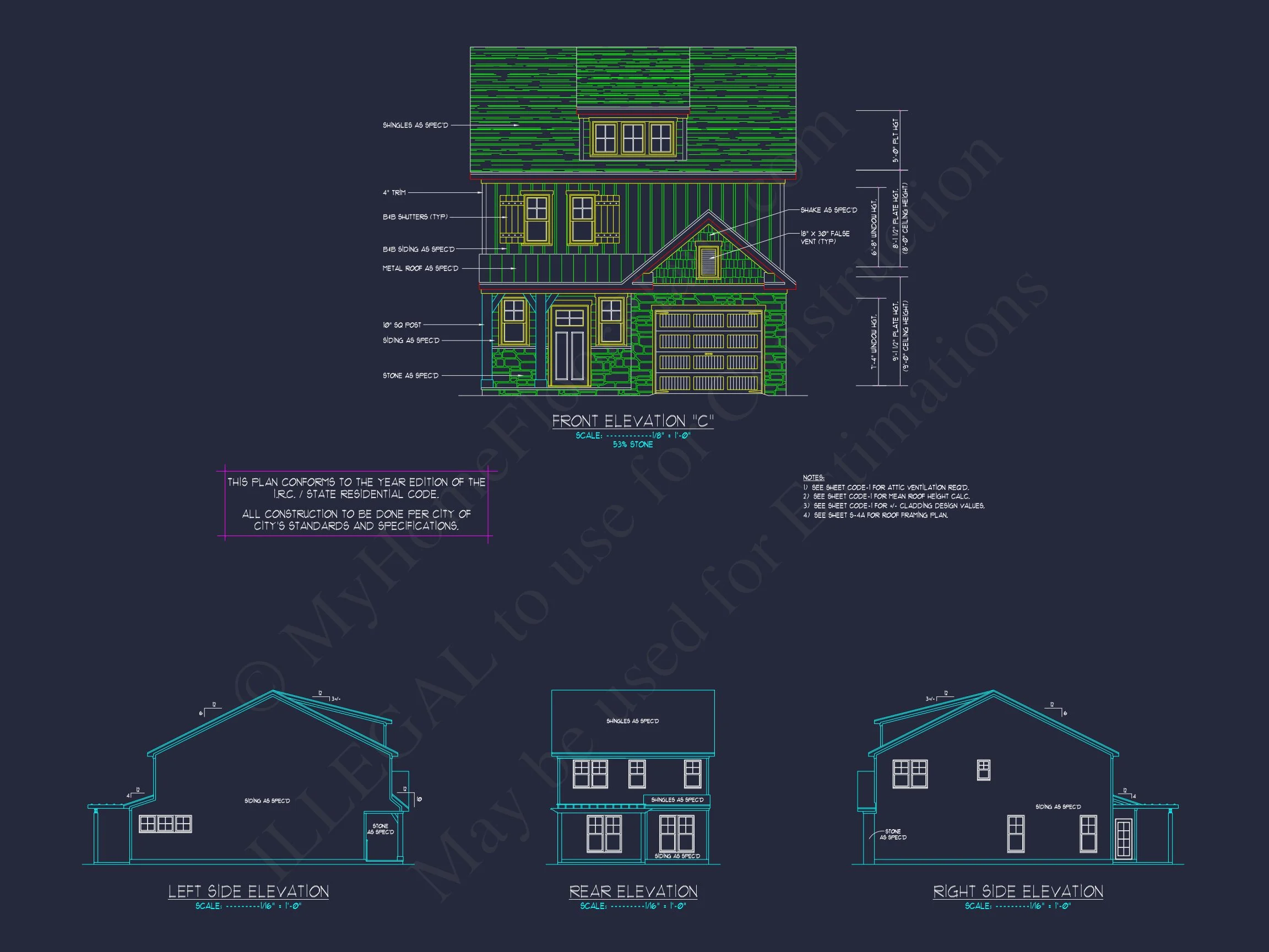 13-1825 HOUSE PLAN - Modern Farmhouse Home Plan - 3-Bed, 2.5-Bath, 1,850 SF 4 house Plan with 2-Story CAD Designs, 3 Bedrooms & Garage