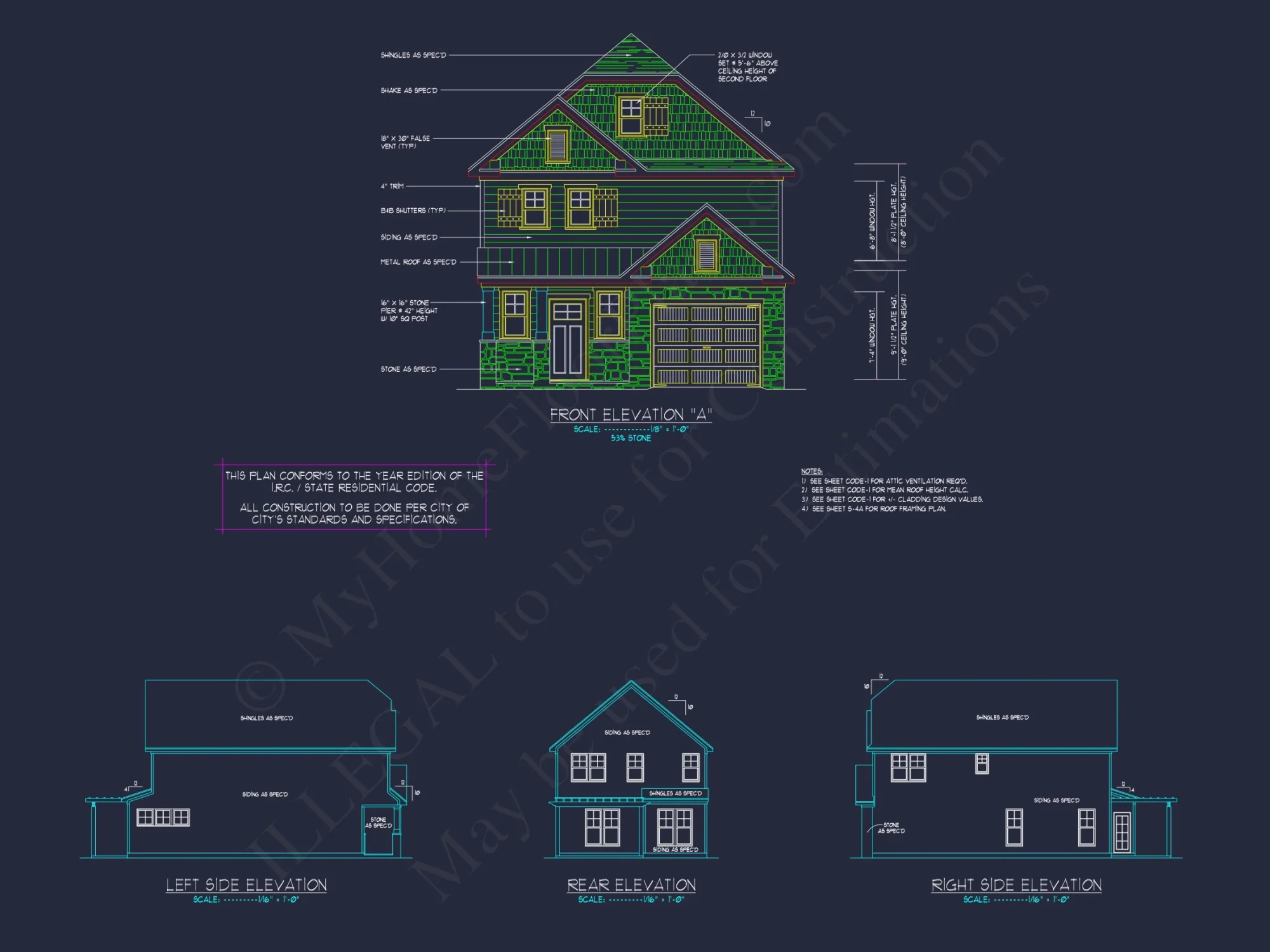 house Plan with 2-Story CAD Designs, 3 Bedrooms & Garage