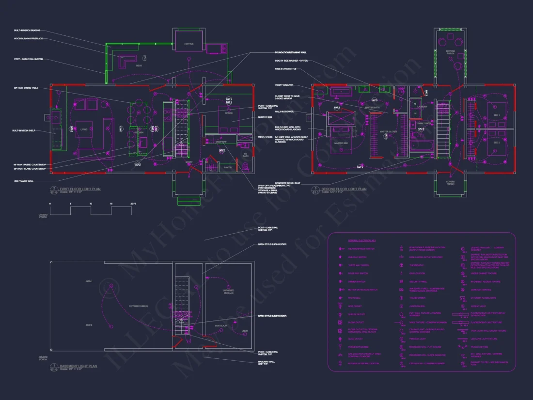 Modern house Floor Plan: 2-Story Architectural Designs Blueprint