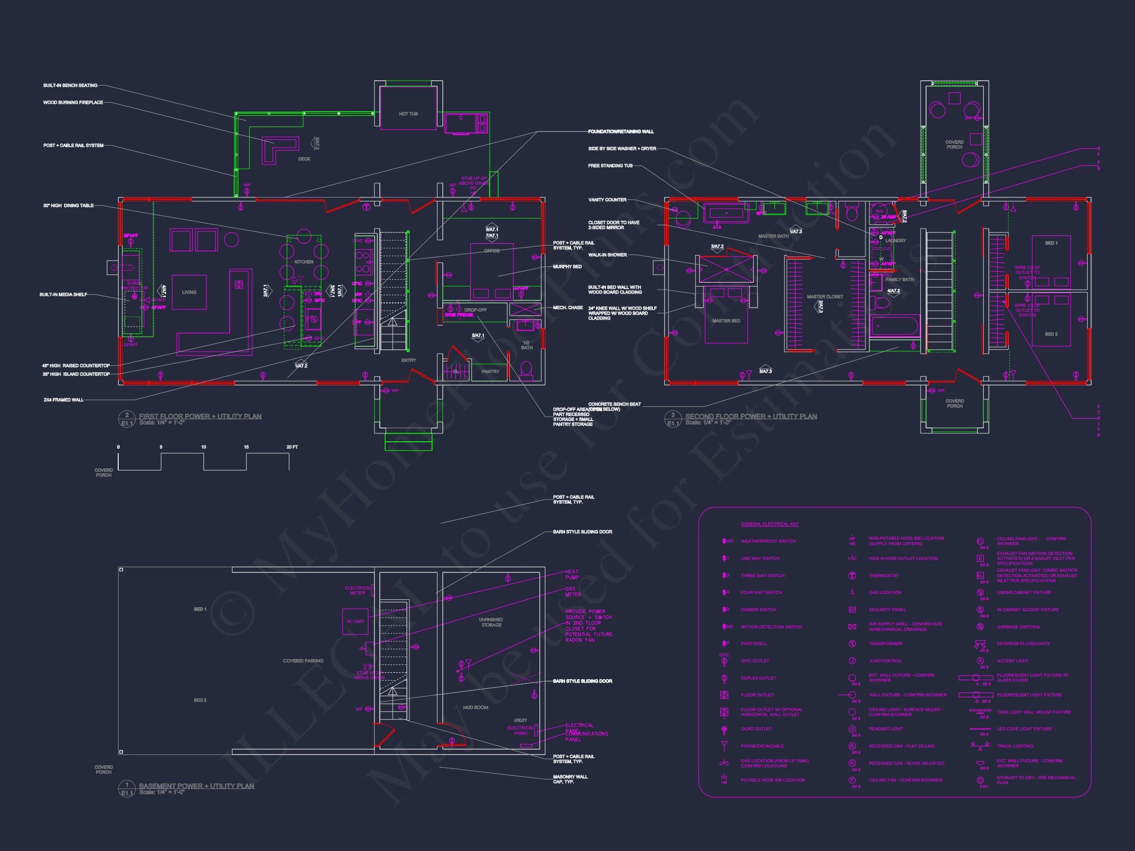 13-1730 HOUSE PLAN - Modern Contemporary Home Plan - 3-Bed, 2.5-Bath, 2,433 SF 8 Modern house Floor Plan: 2-Story Architectural Designs Blueprint